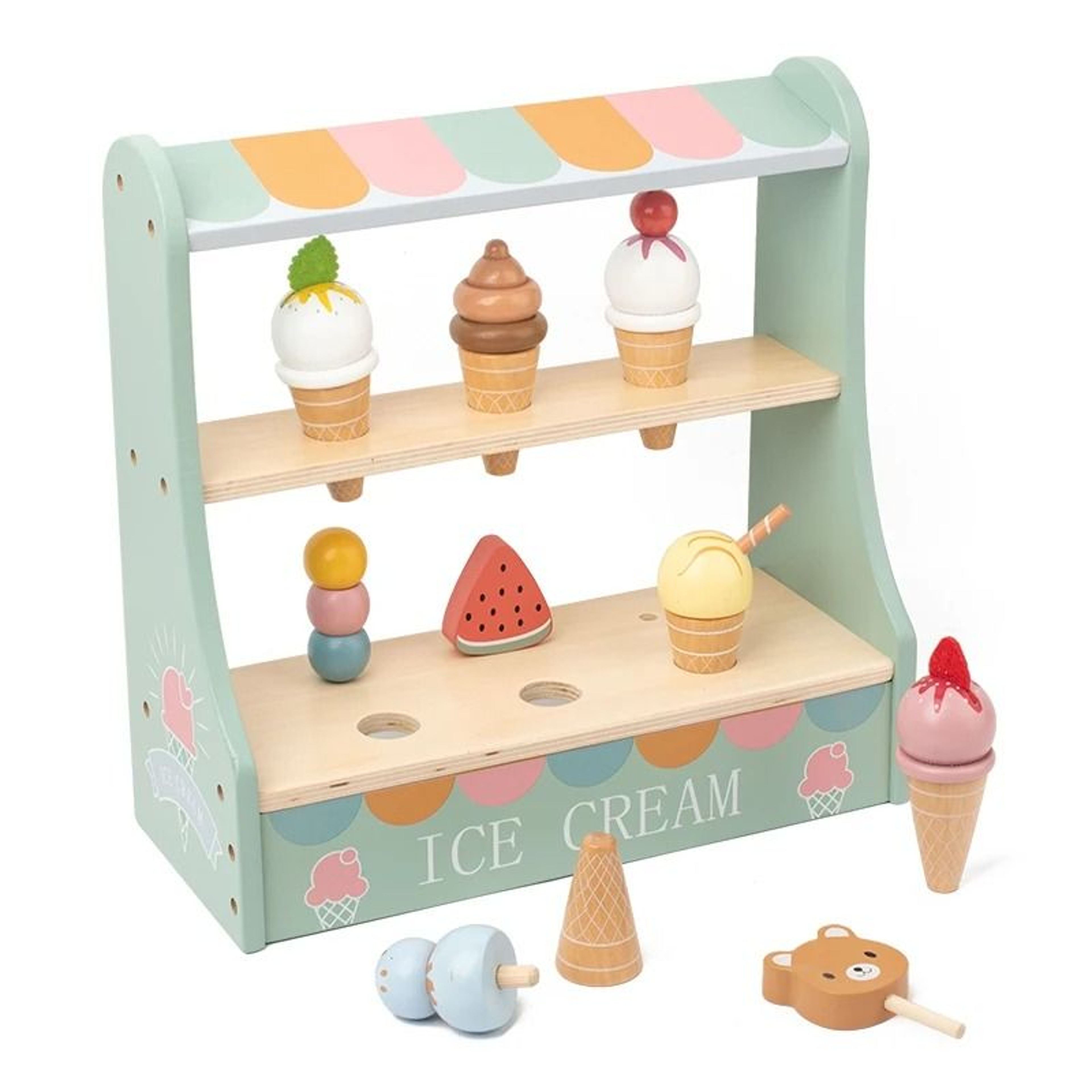 Ice Cream Counter Playset Pretend Play Kitchen Toy With Coins For Kids Boys And Girls 9