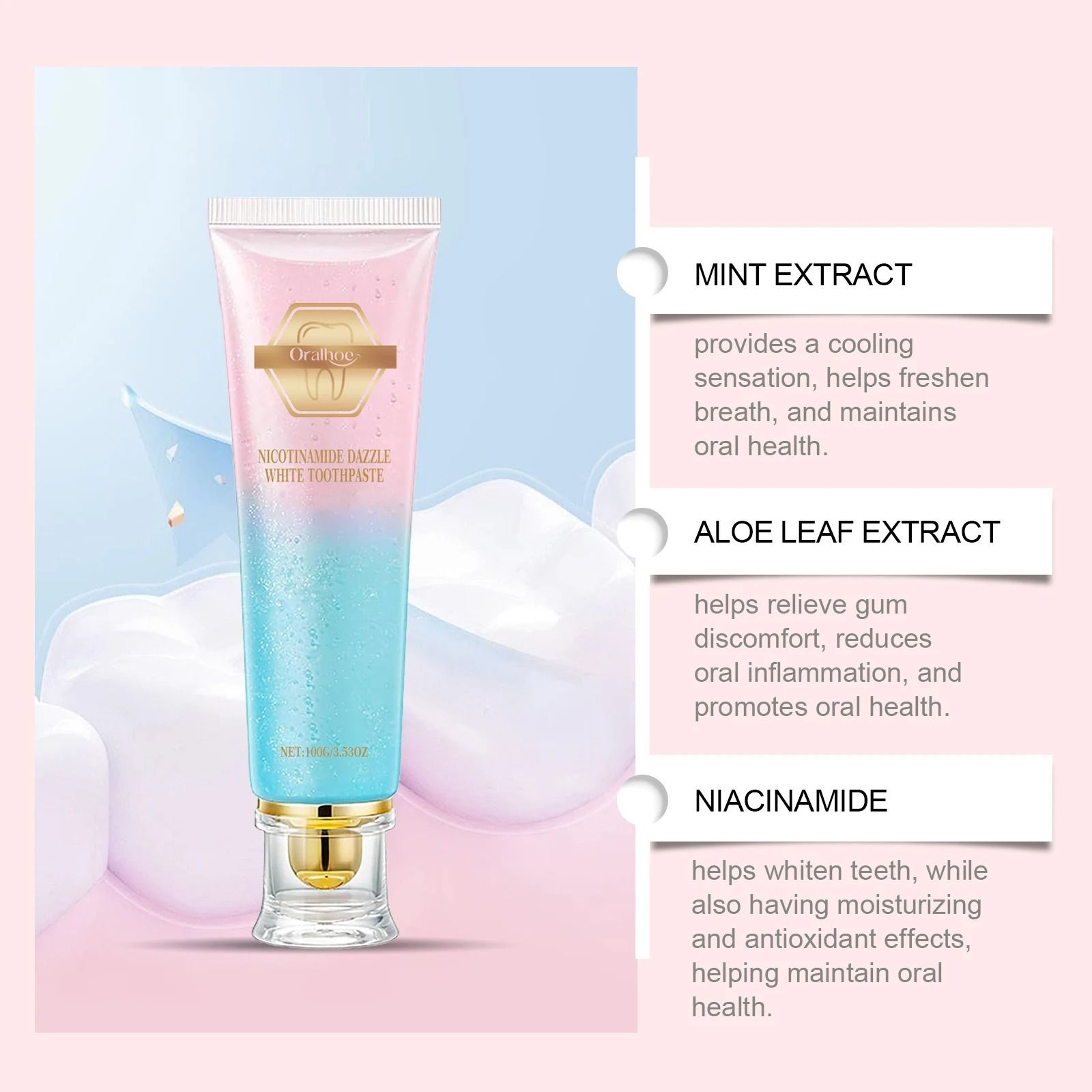 Niacinamide Whitening Toothpaste For Dental Stain Removal And Fresh Breath 5