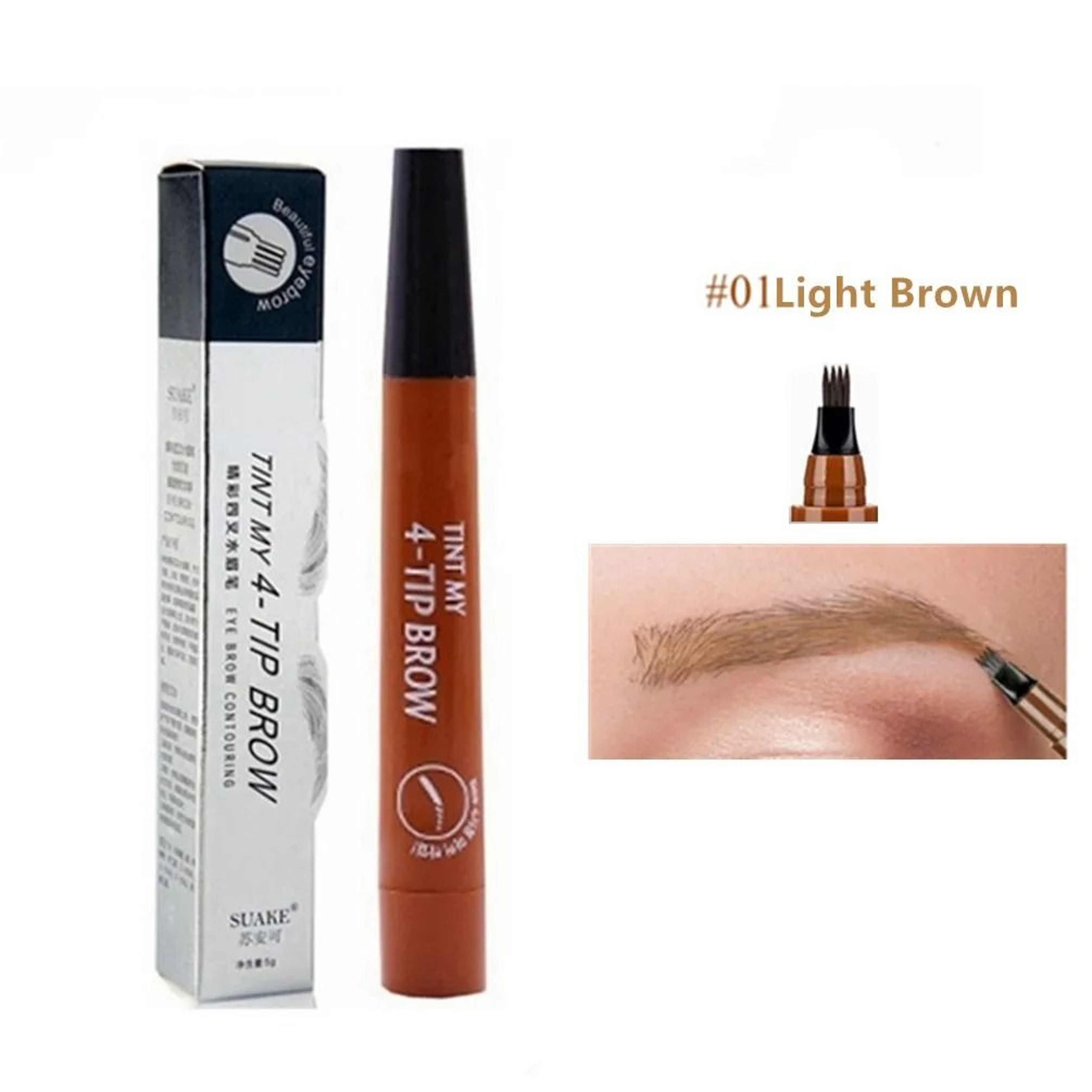 4D Microblading Eyebrow Pen With 4 Fork Tip Long Lasting Liquid Brow Pencil 8