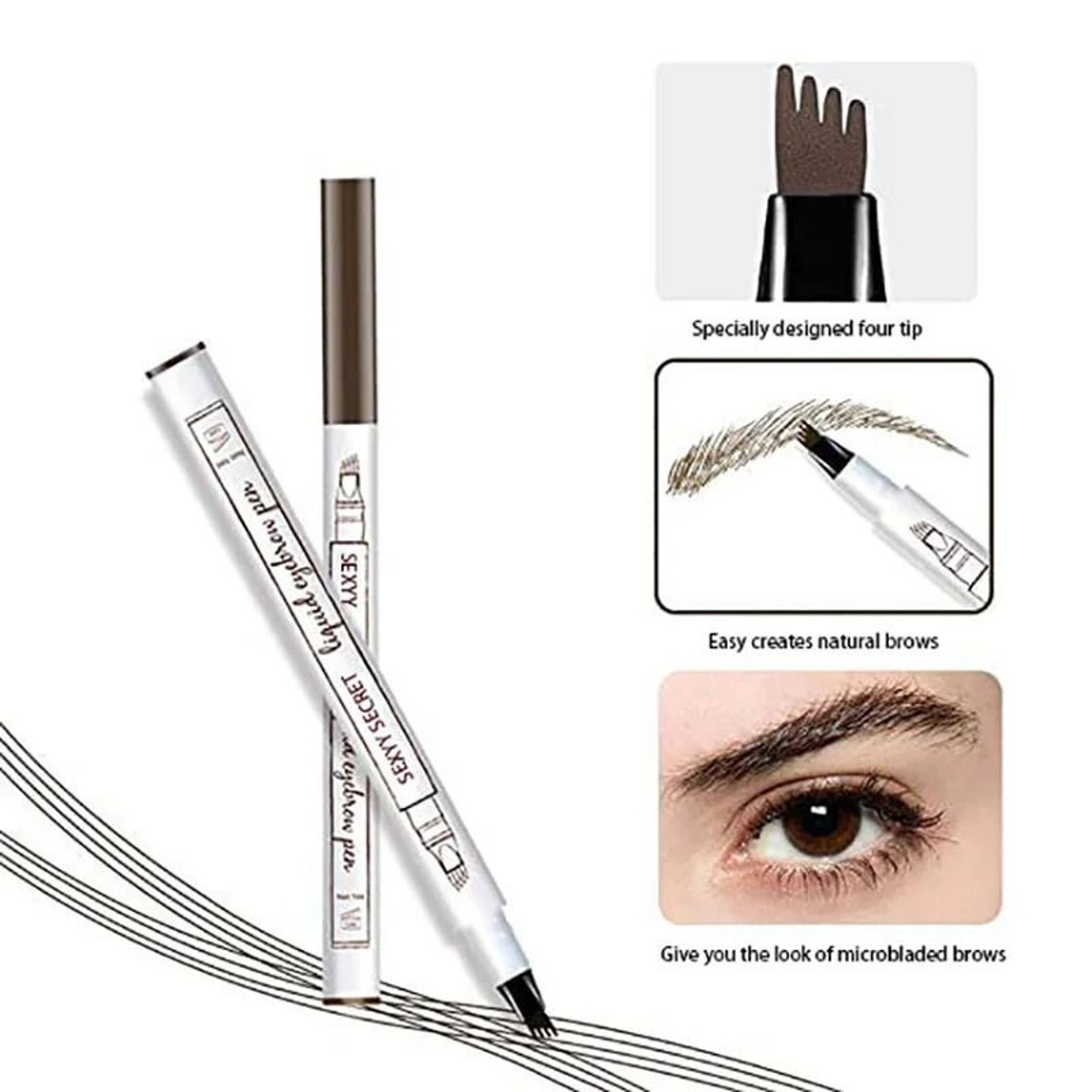 Waterproof Microblading Eyebrow Pen With 4Tip Applicator For Natural Brow Definition 1