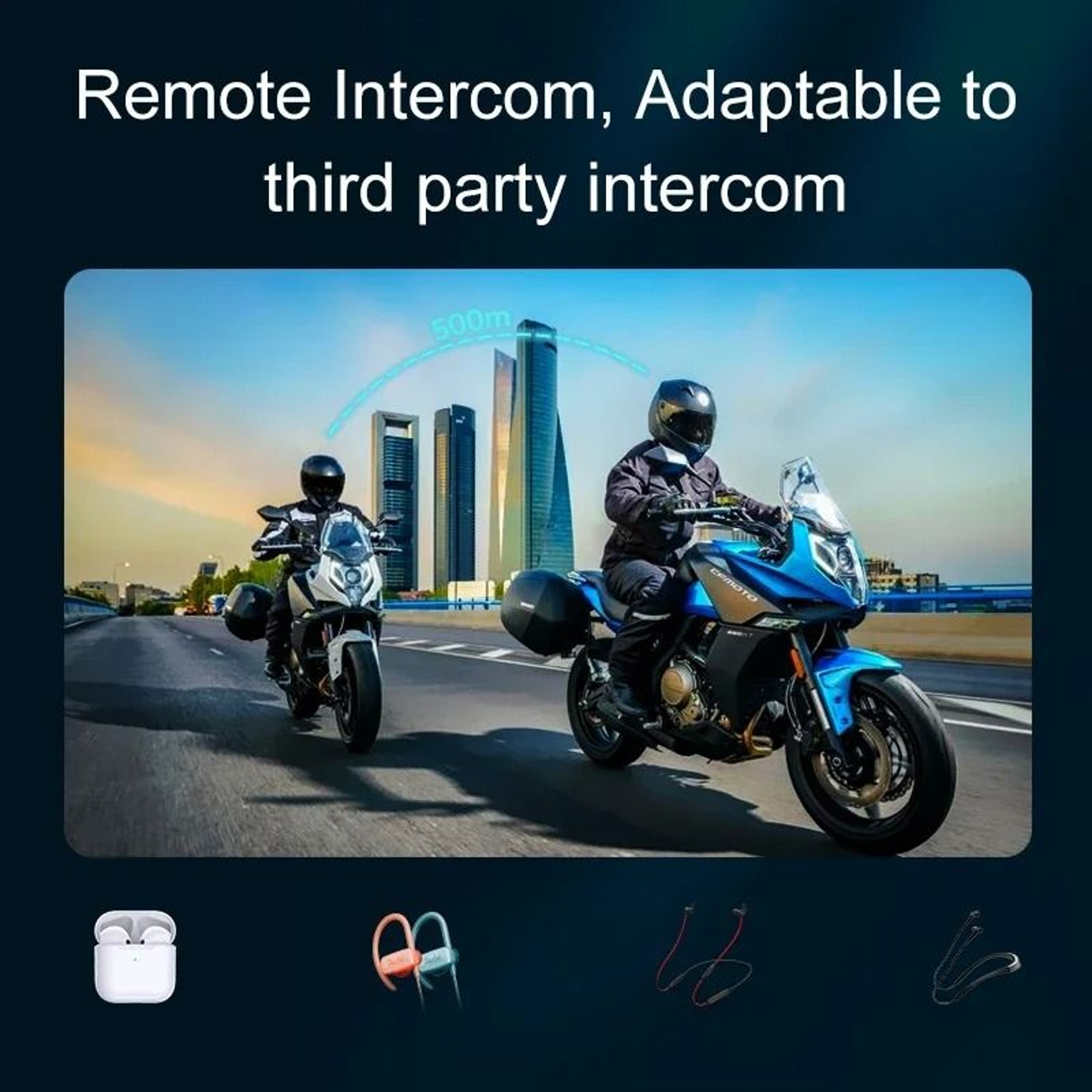Y12 Pro Motorcycle Helmet Bluetooth Intercom With Voice Assistant And 500m Range 5