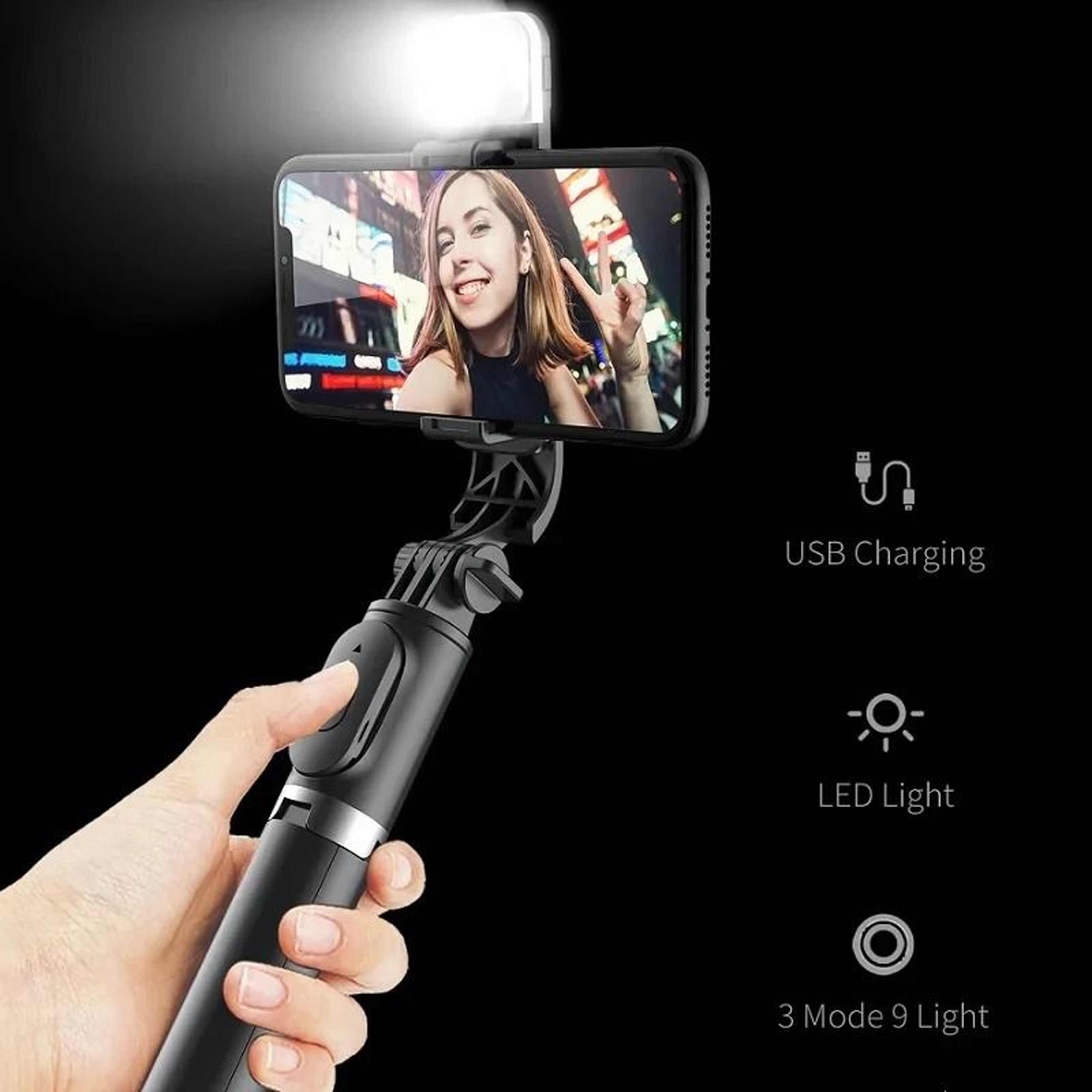 Selfie Stick Tripod With Bluetooth Remote And LED Fill Light For Android And IPhone 2