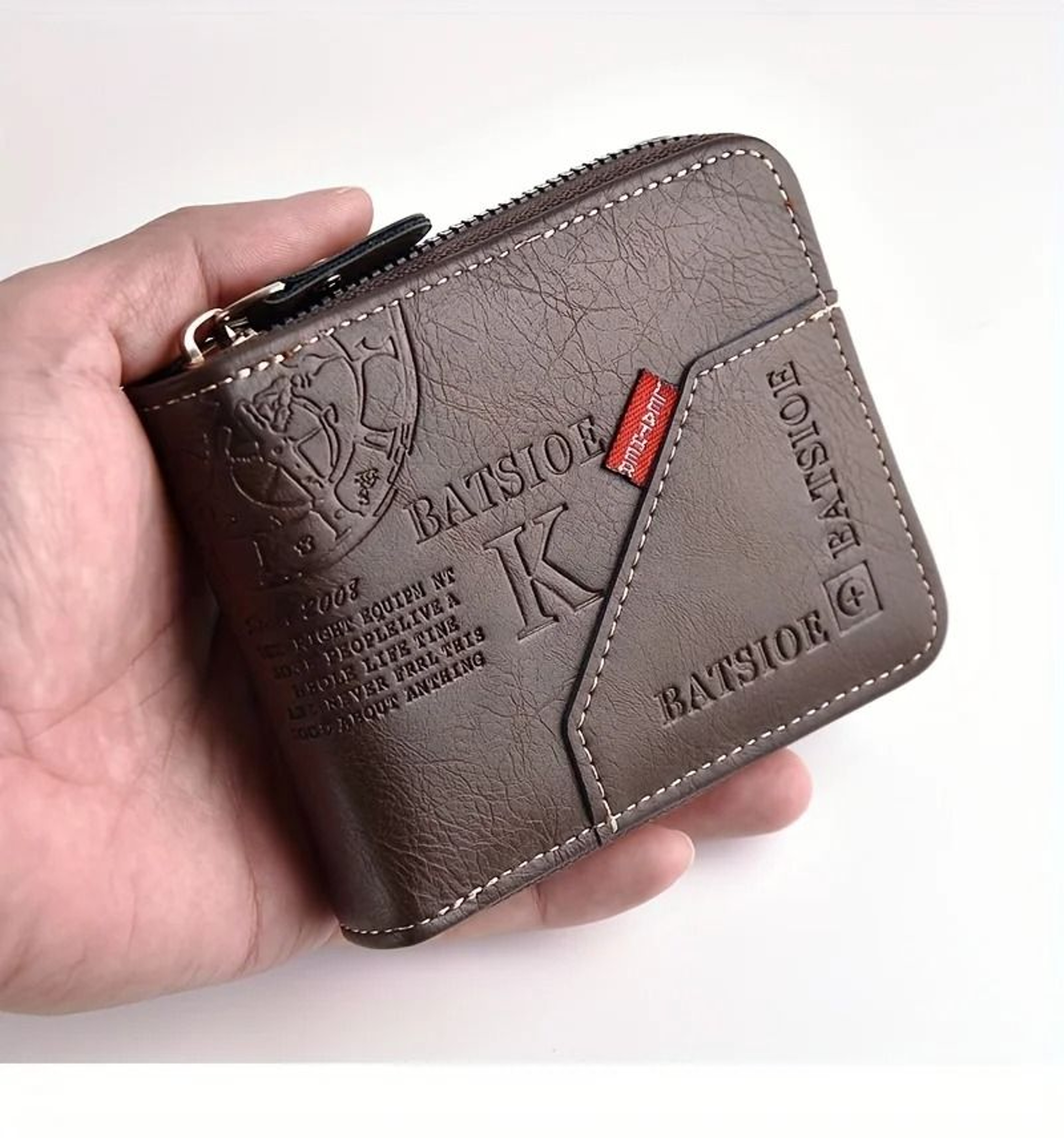 PU Leather Mens Wallet With Zipper Coin Pocket And Card Holder 6