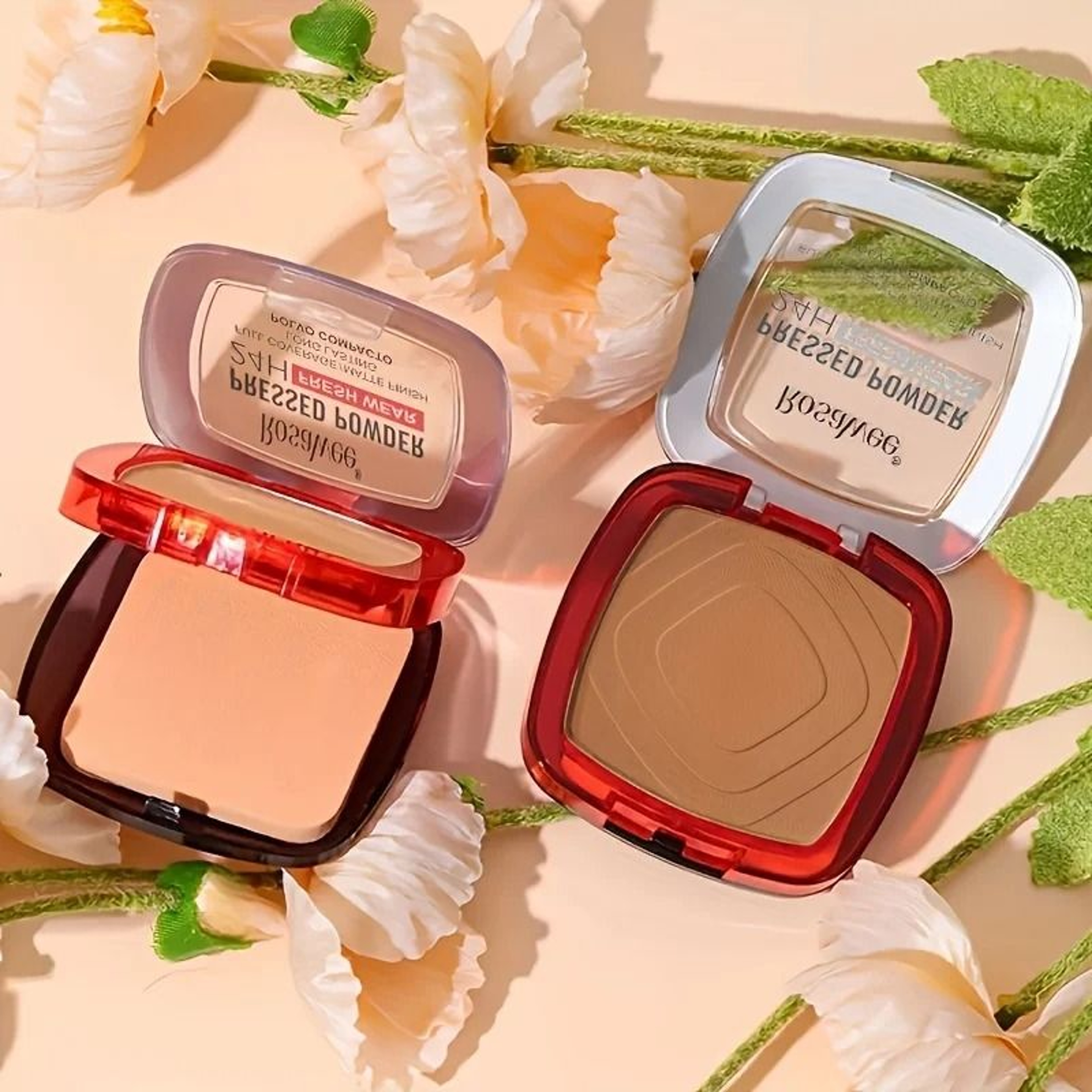 Matte Full Coverage Pressed Powder Foundation With Puff Applicator LongLasting Finishing Makeup 5