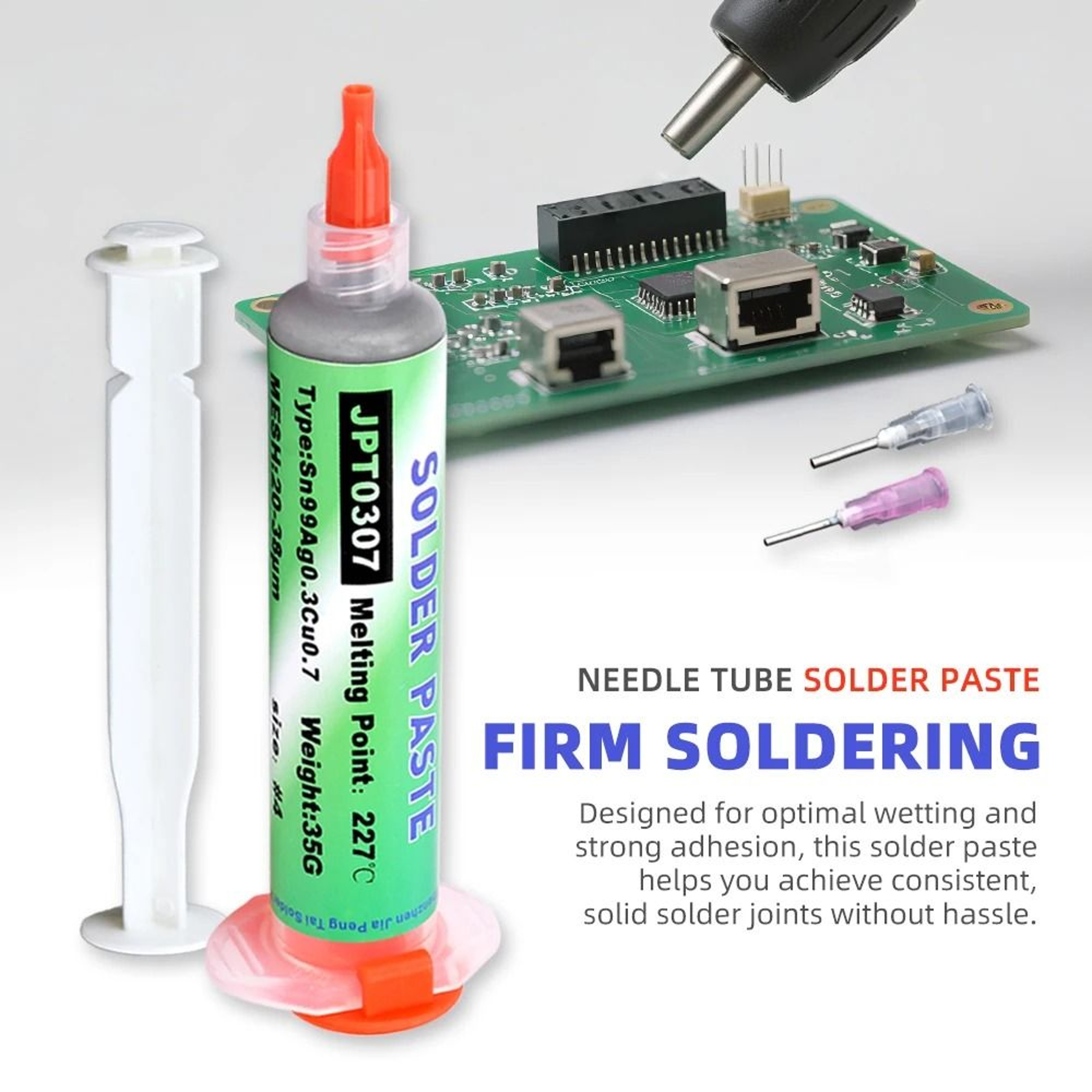 LeadFree High Temperature Solder Paste Sn99 Ag03 Cu07 Needle Tube For Mobile Phone And LED Repair 3