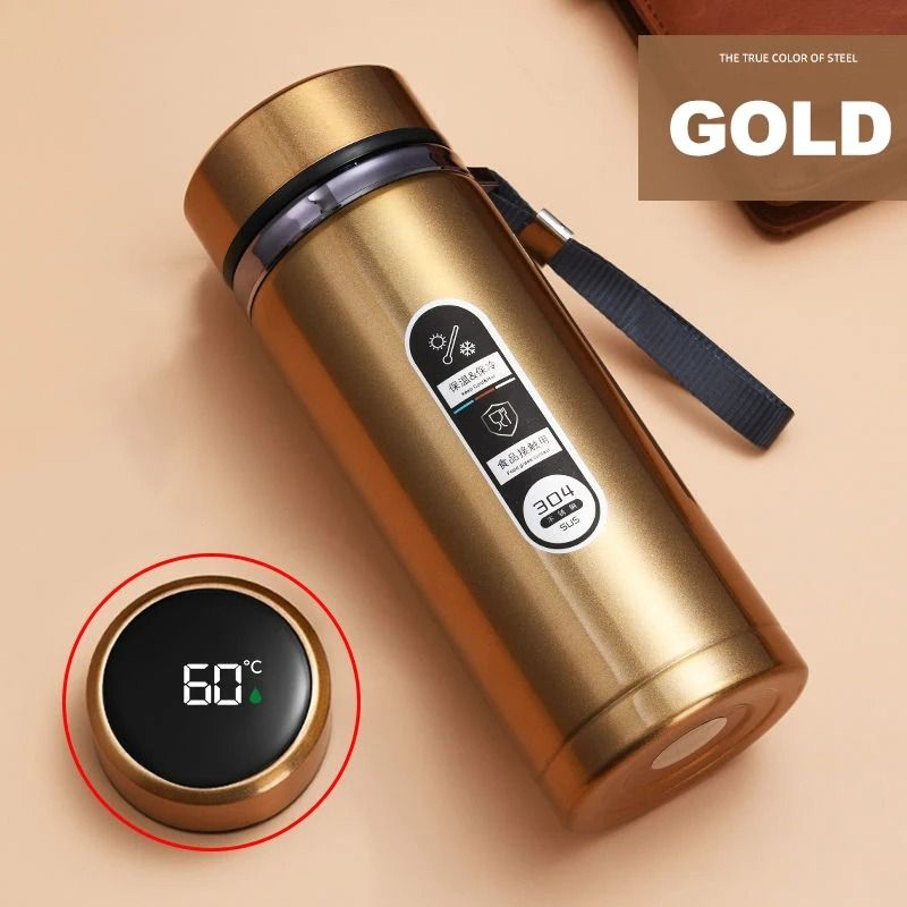 Stainless Steel Thermos Bottle With LED Temperature Display Insulated Water Bottle Vacuum Flask 500 9