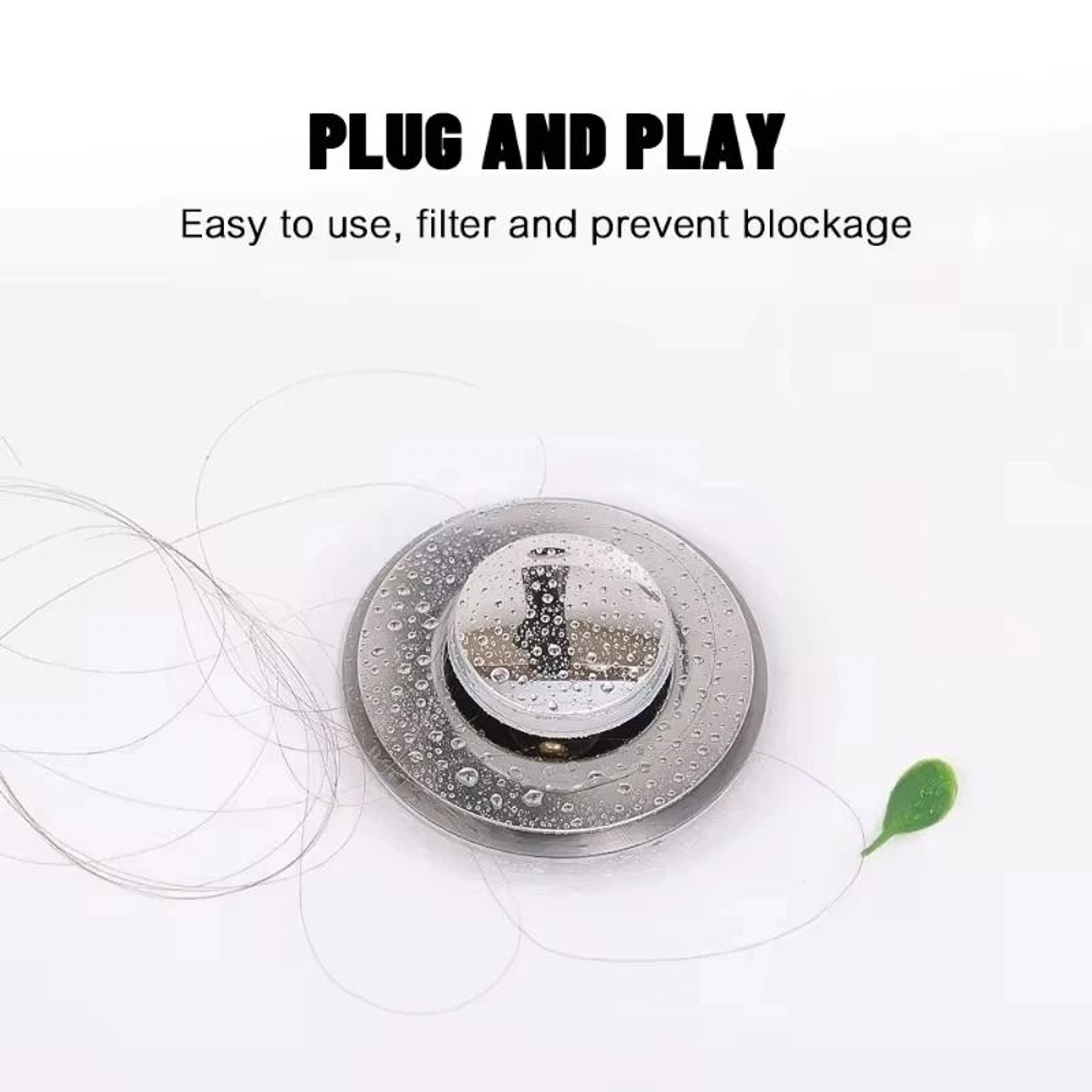 Stainless Steel PopUp Sink Stopper With Hair Catcher And AntiOdor Bounce Core For Bathroom And Show 2