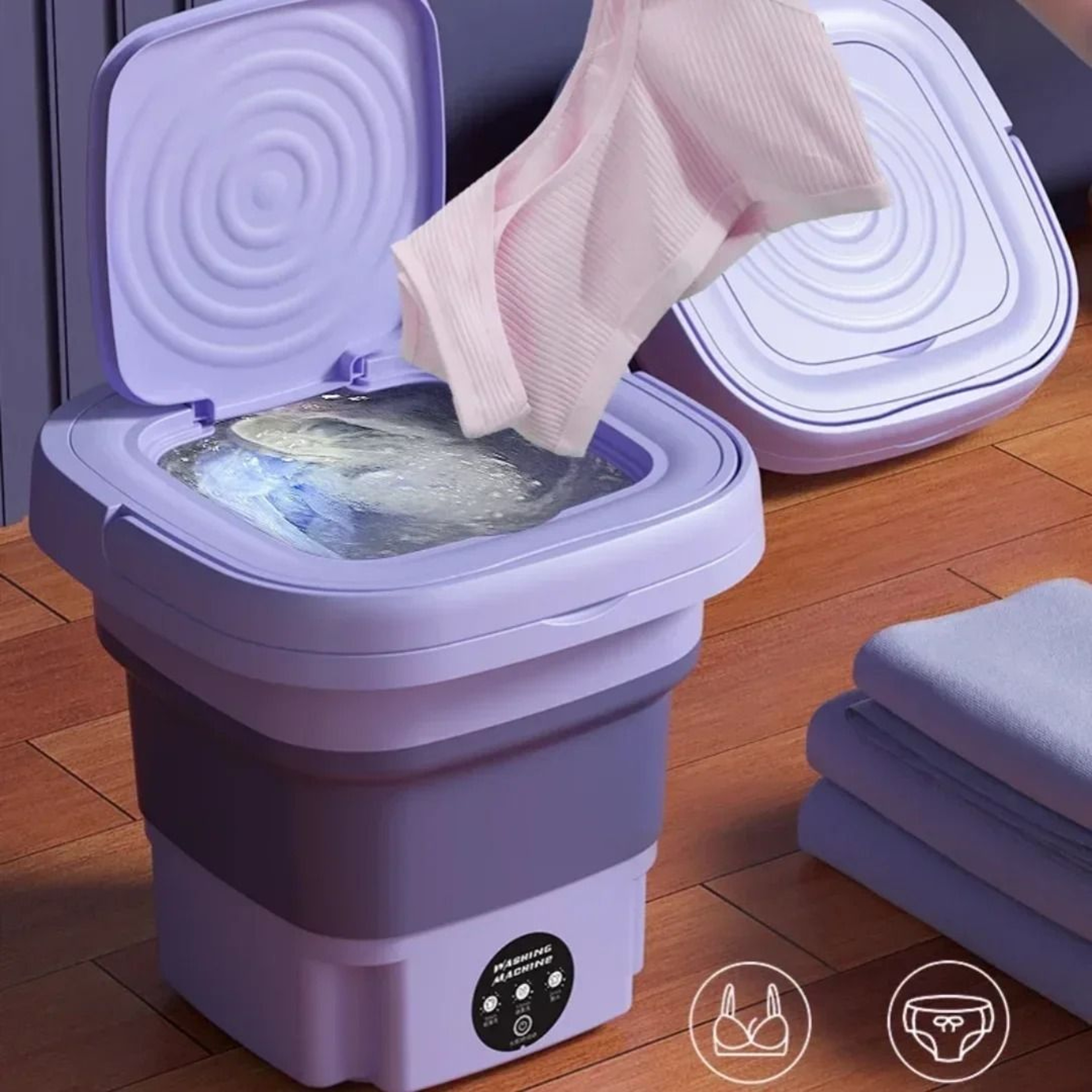 Portable Foldable Washing Machine With Spin Dryer For Small Laundry 6