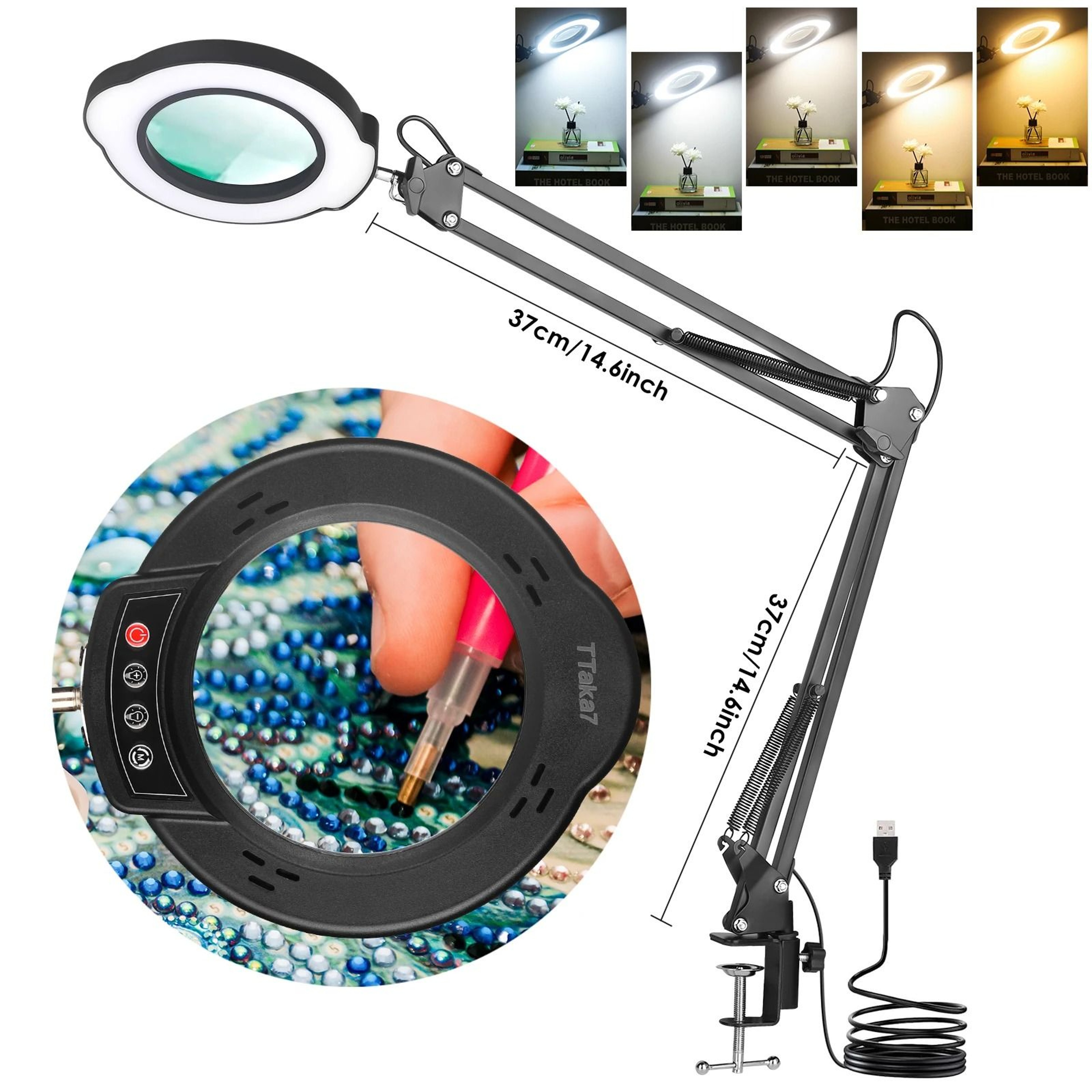 72LED Magnifying Lamp With 8X And 10X Zoom And Adjustable 3Color Light 11