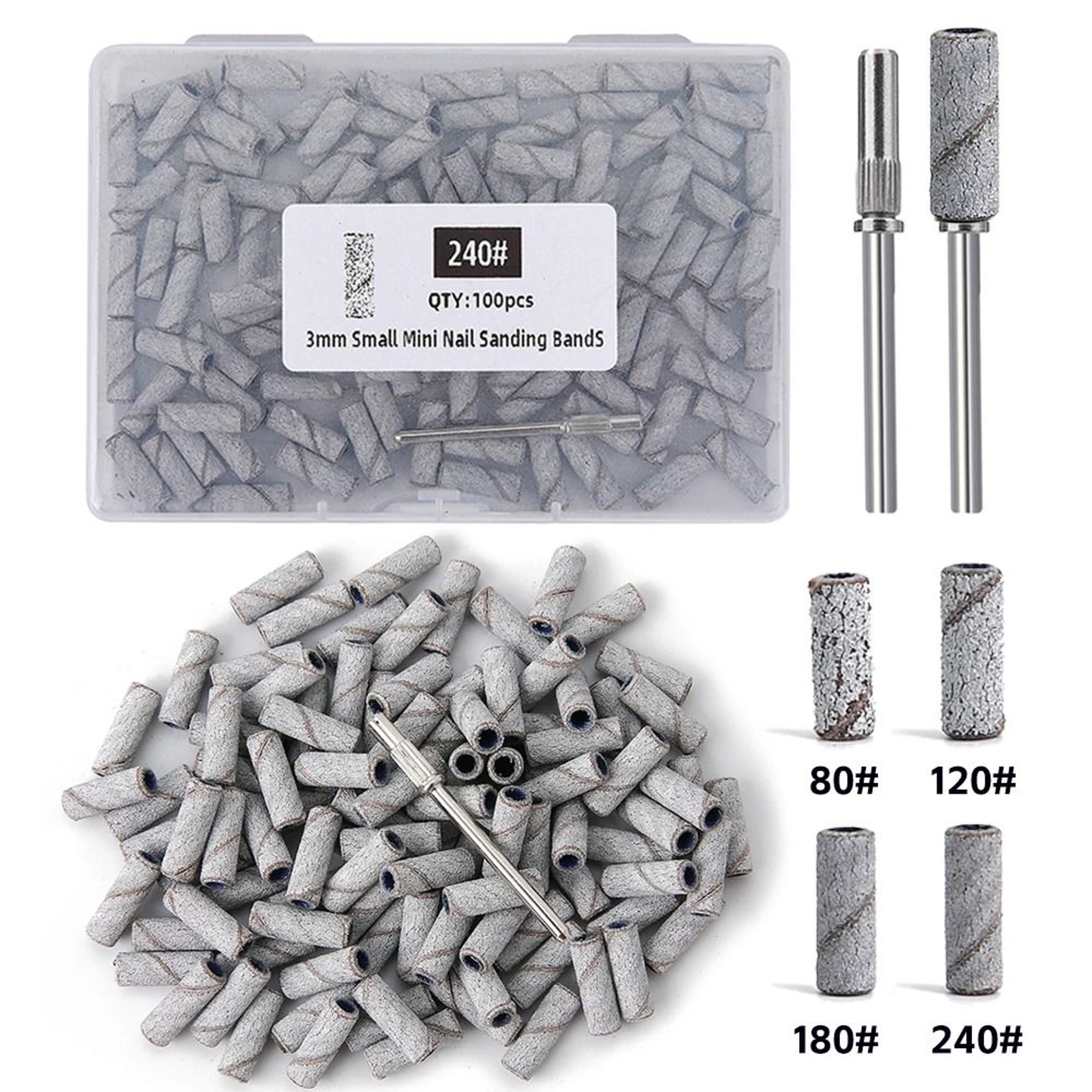 3mm Nail Sanding Bands Set 80120180240 Grit For Electric Nail Drill And Manicure Polishing 0
