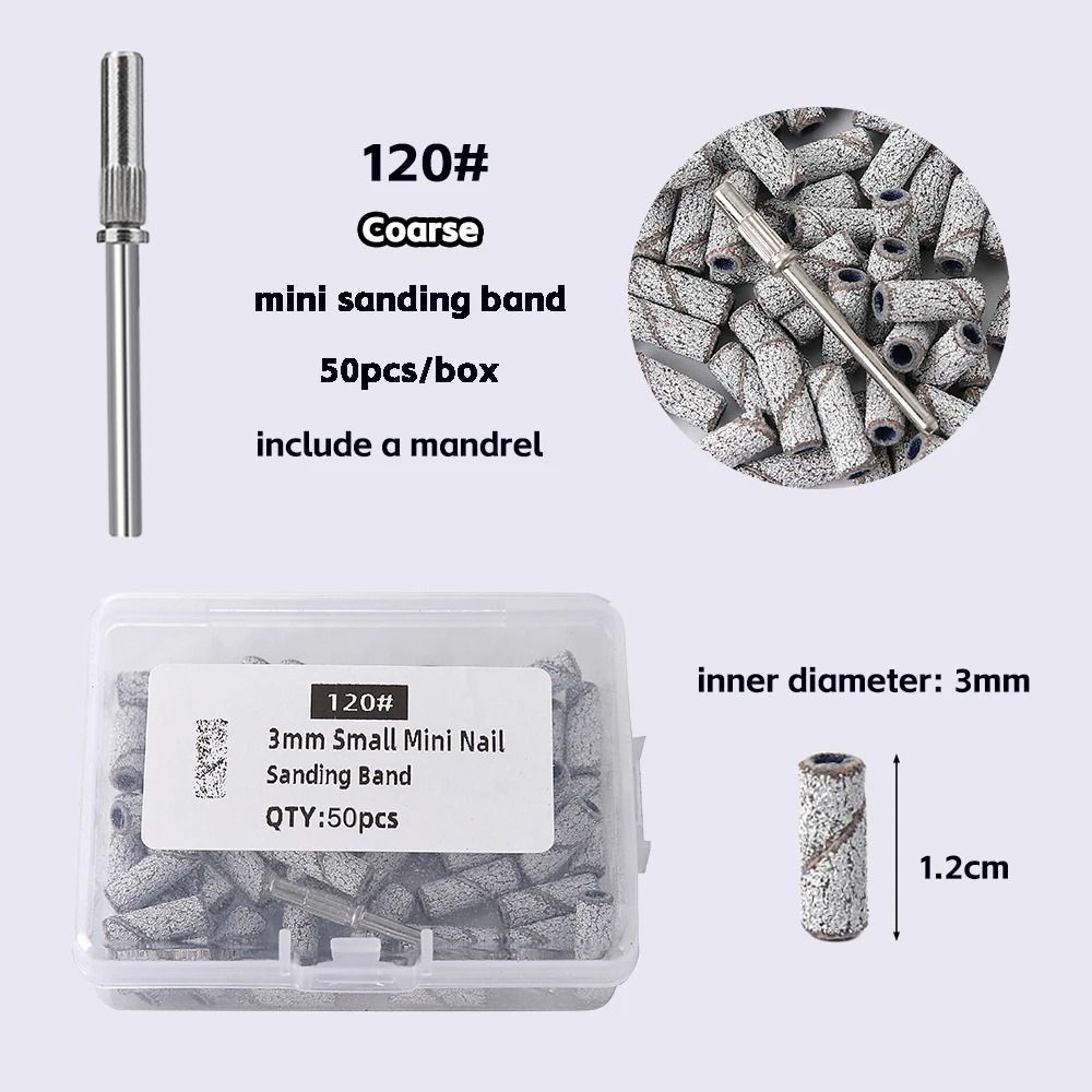 3mm Nail Sanding Bands Set 80120180240 Grit For Electric Nail Drill And Manicure Polishing 9