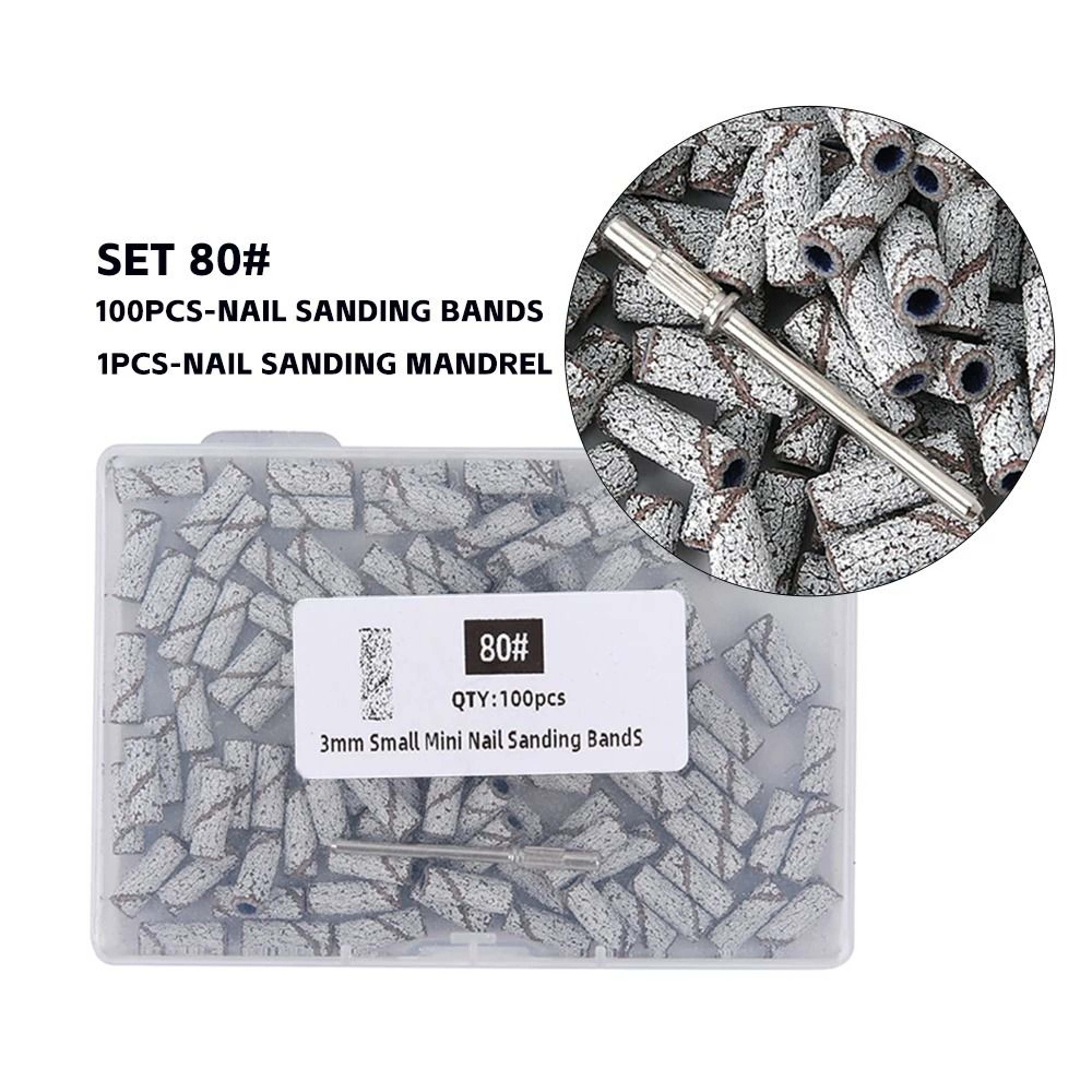 3mm Nail Sanding Bands Set 80120180240 Grit For Electric Nail Drill And Manicure Polishing 11
