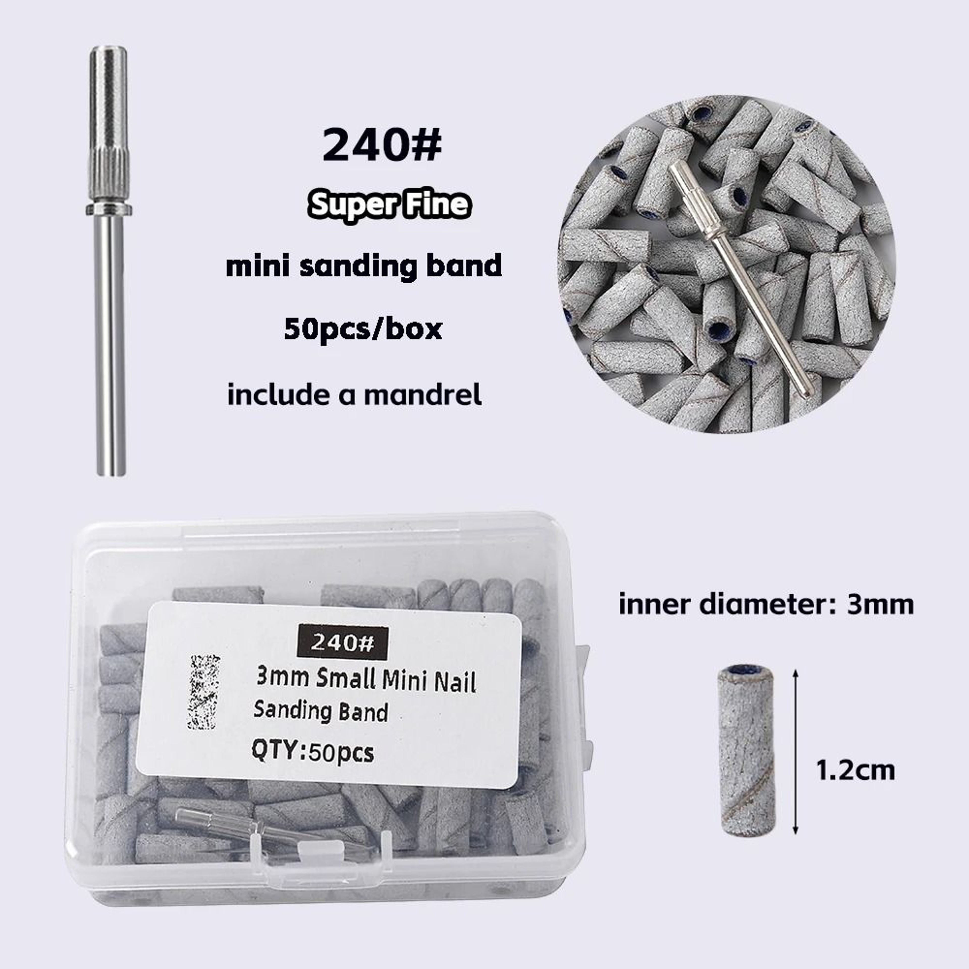 3mm Nail Sanding Bands Set 80120180240 Grit For Electric Nail Drill And Manicure Polishing 6