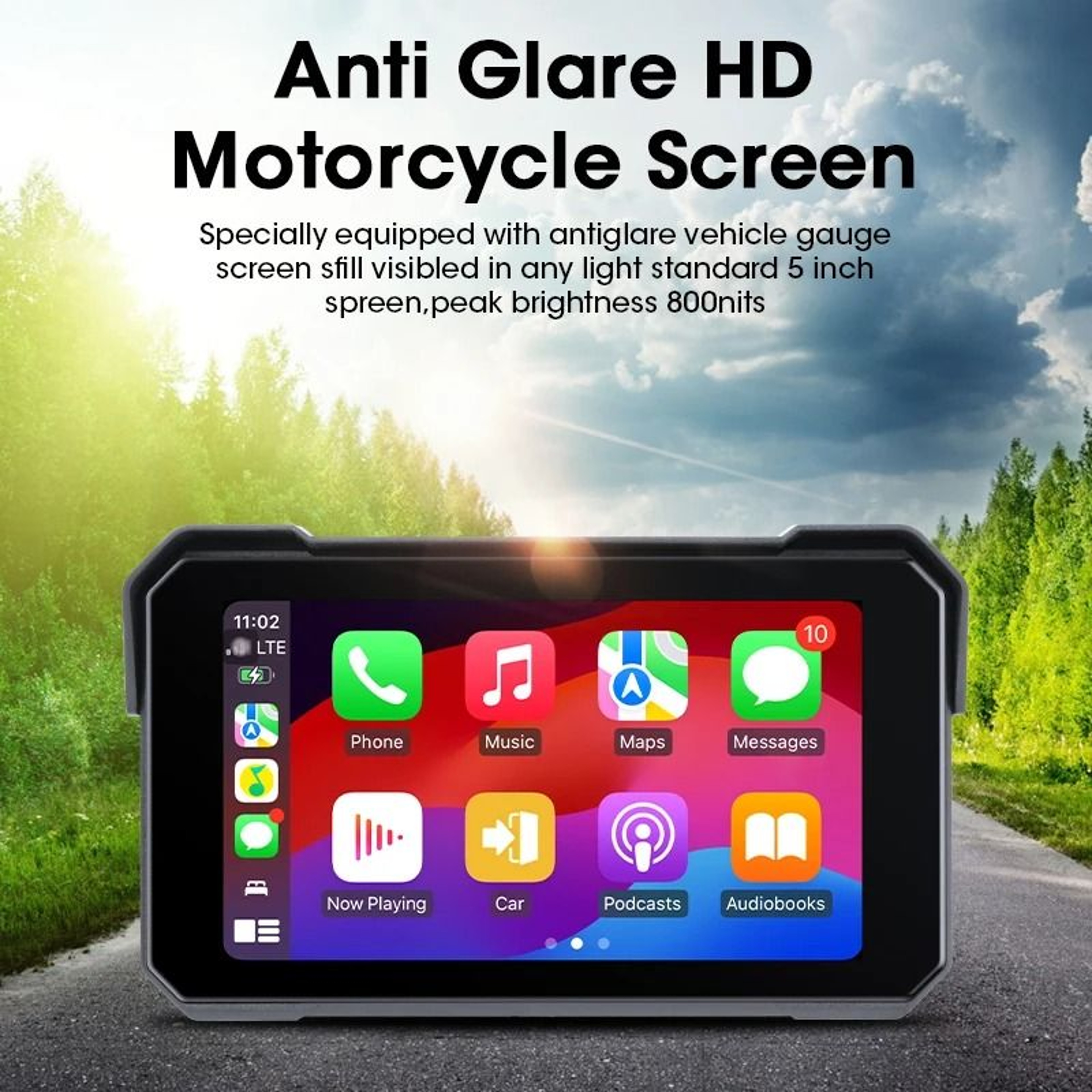 Motorcycle Display Screen With CarPlay Android Auto  Bluetooth Waterproof Navigation Monitor 4