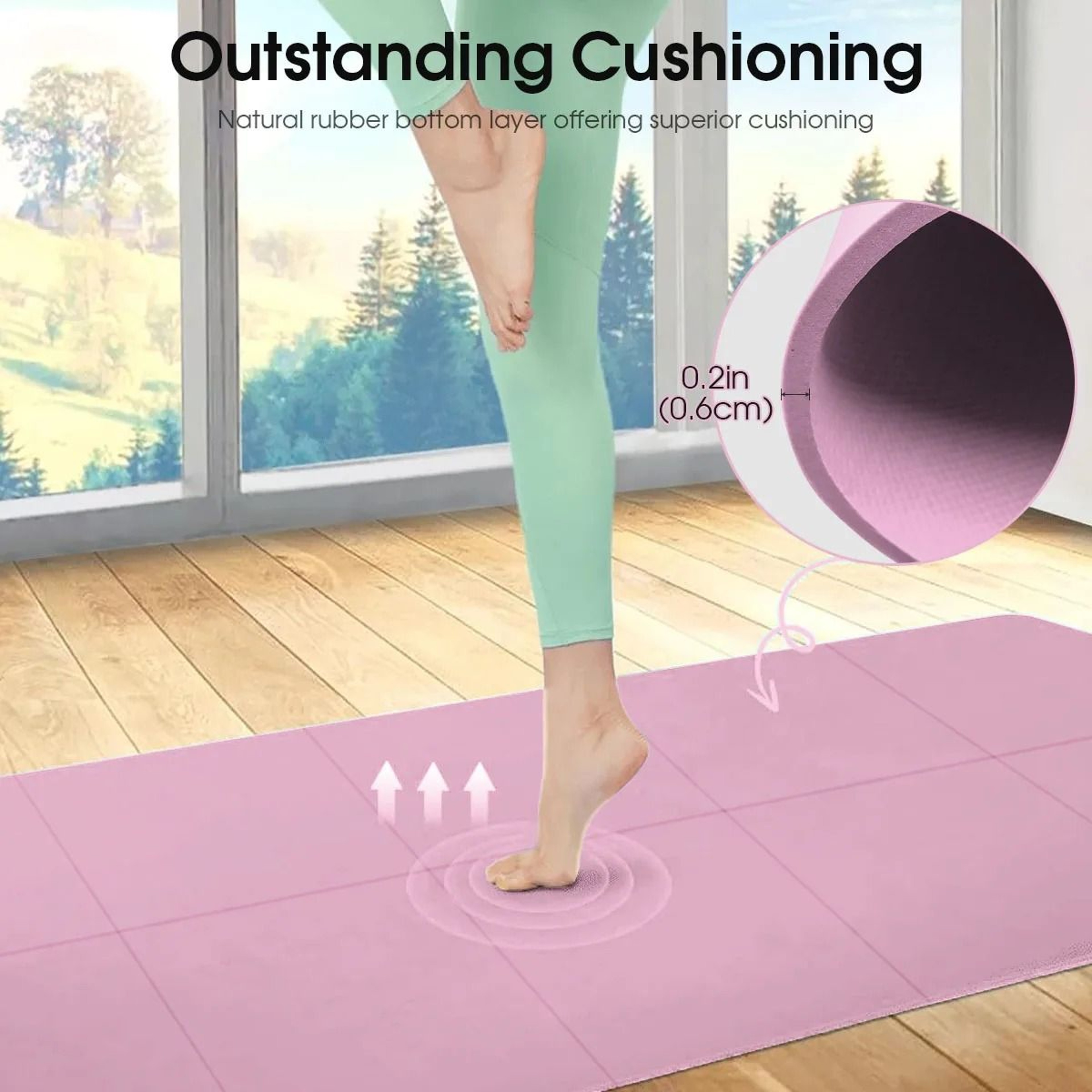 NonSlip Yoga Mat  Lightweight Cushioned And Portable Fitness Mat For Home Gym And Travel 4