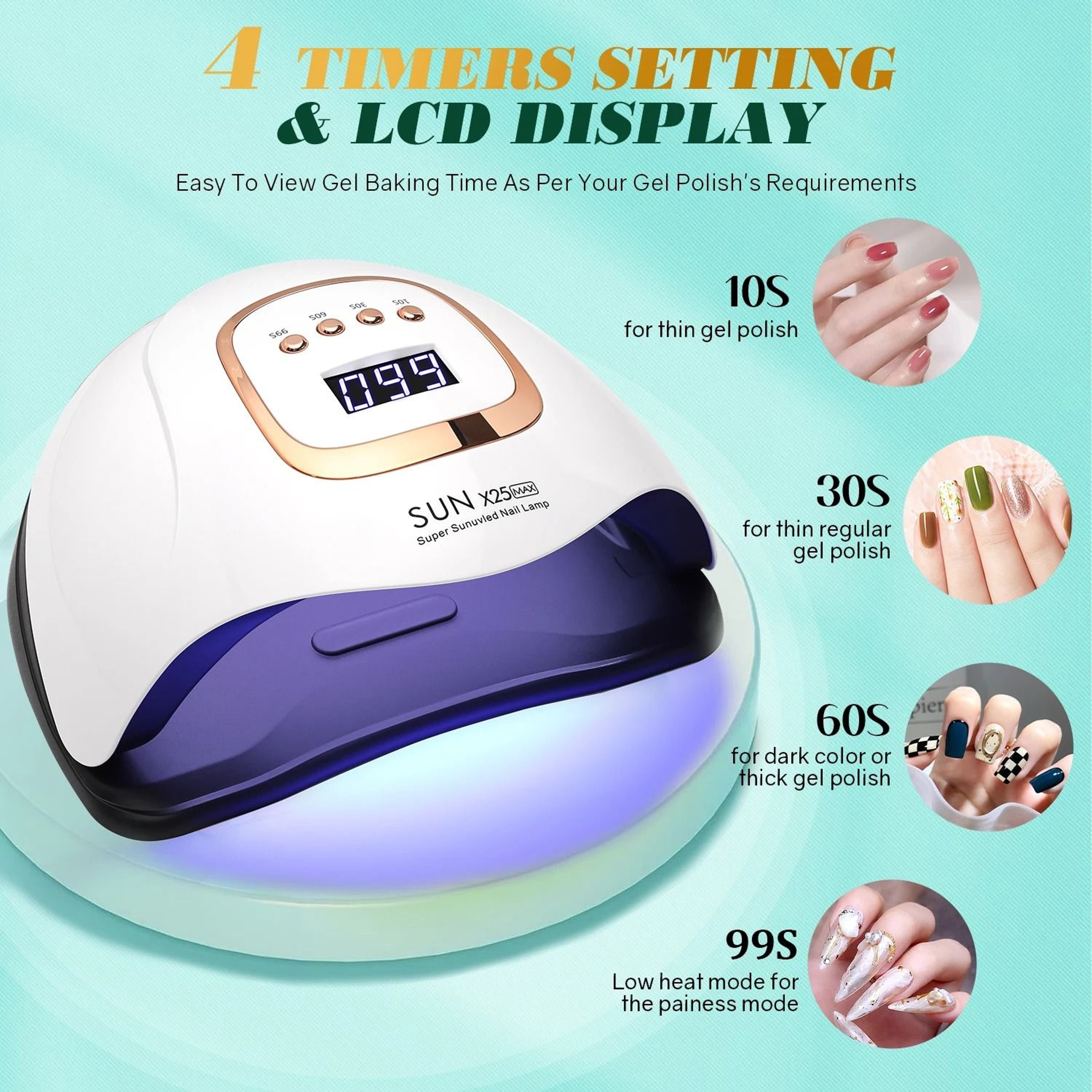 UV LED Nail Lamp 380W Professional Gel Polish Dryer For Salon And Home Use 3