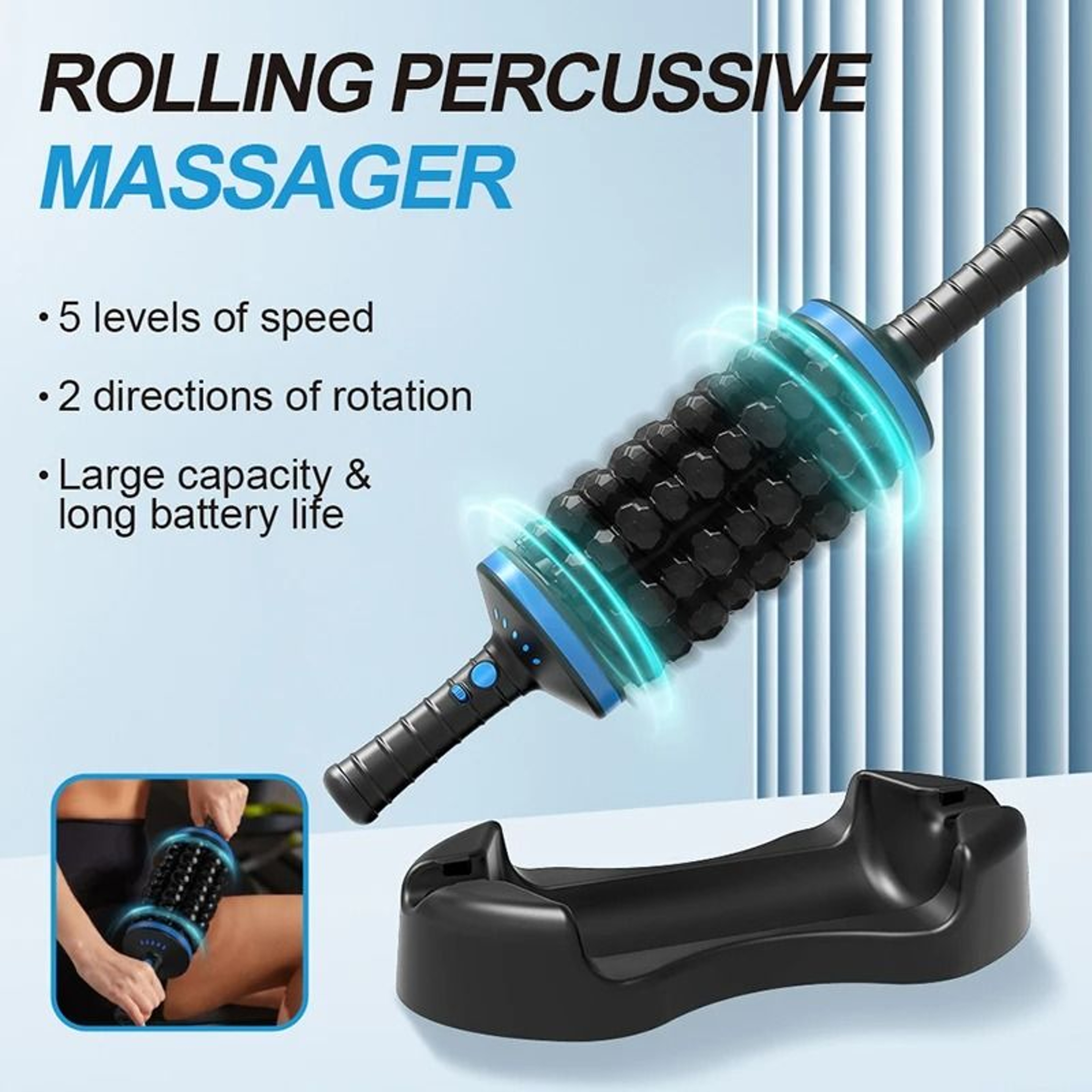 Cordless Roller Body Massager With 360 Degree Percussive Rolling 1
