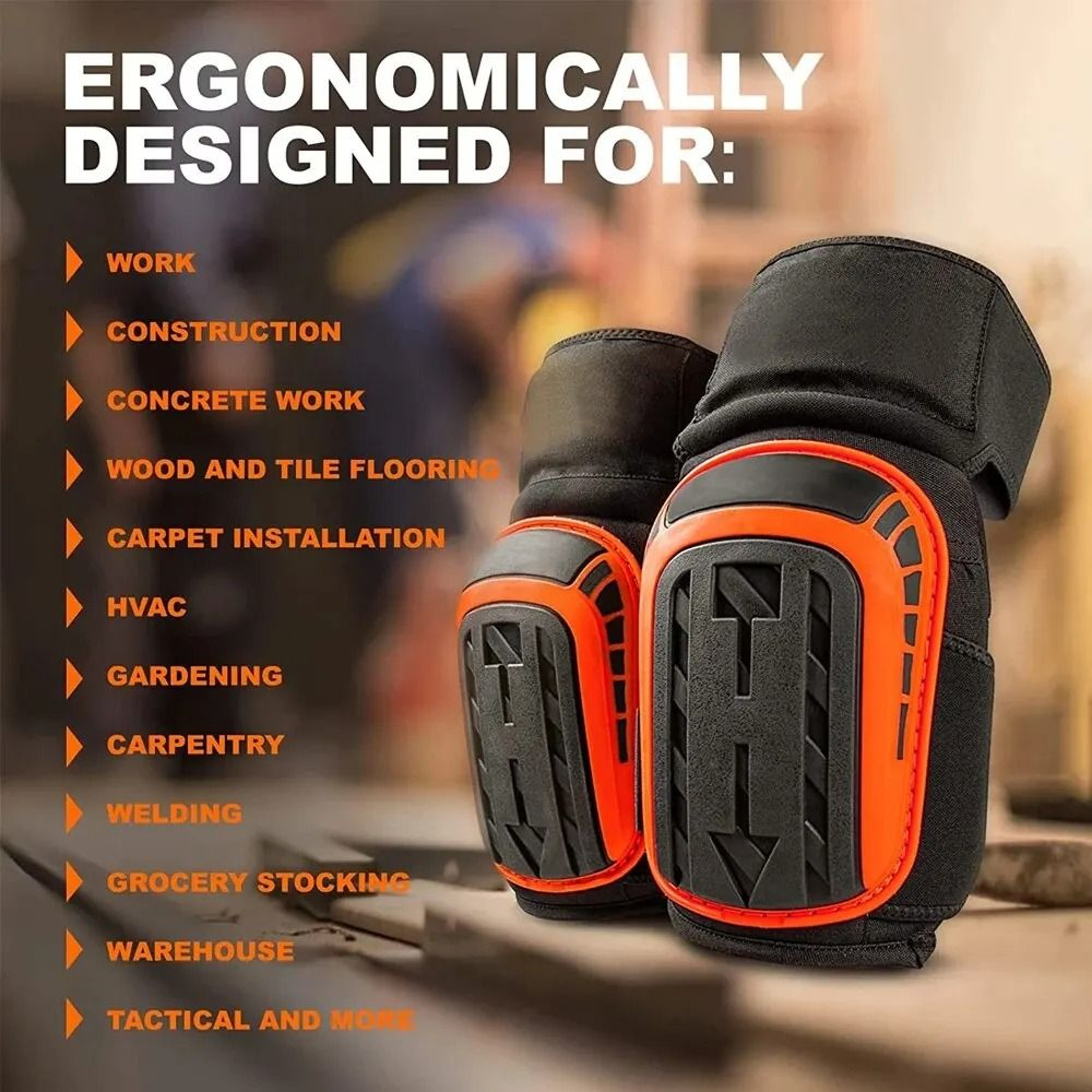 Professional Heavy Duty Foam Knee Pads With Gel Cushion And Adjustable Straps 1