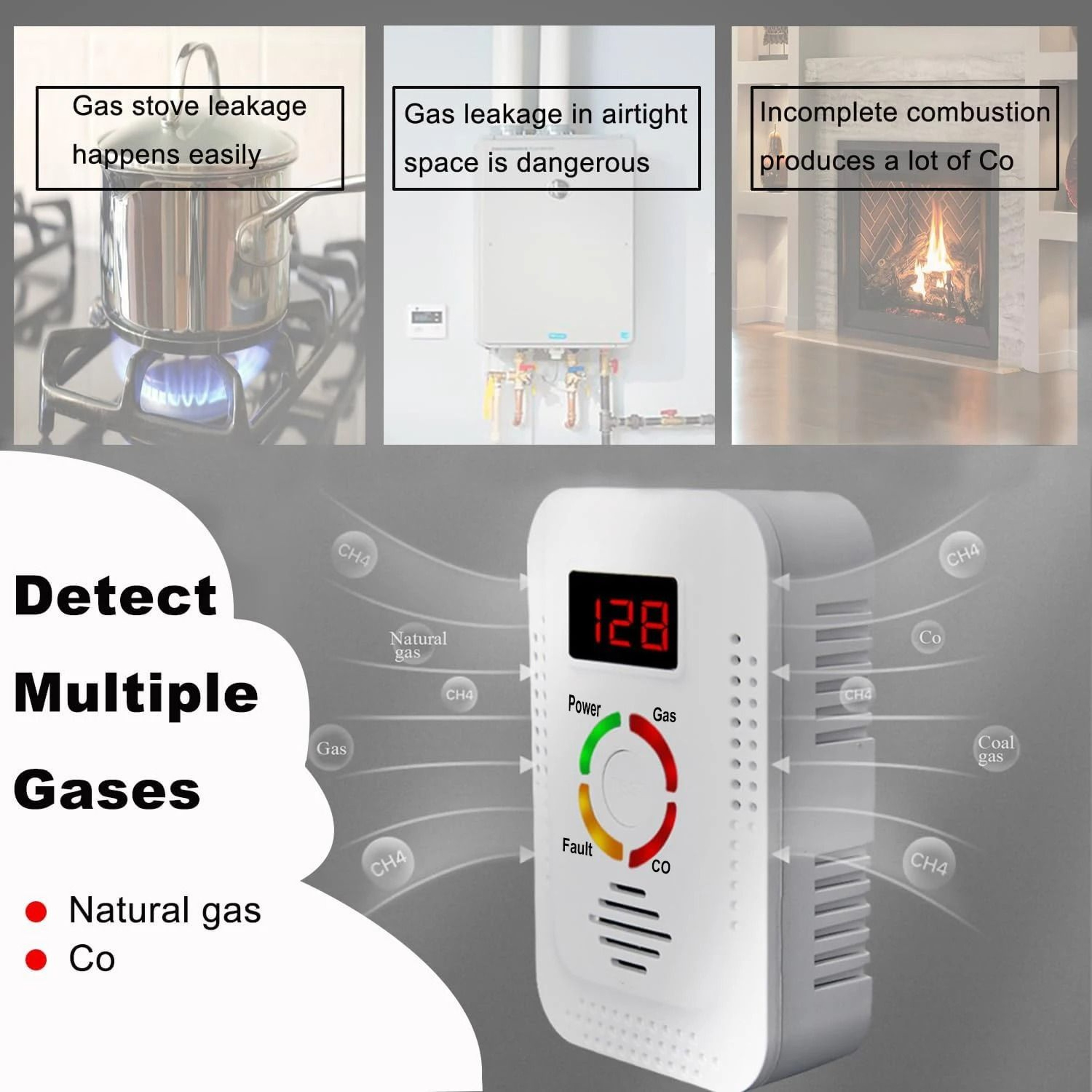 Natural Gas And Carbon Monoxide Detector For Home Safety 3