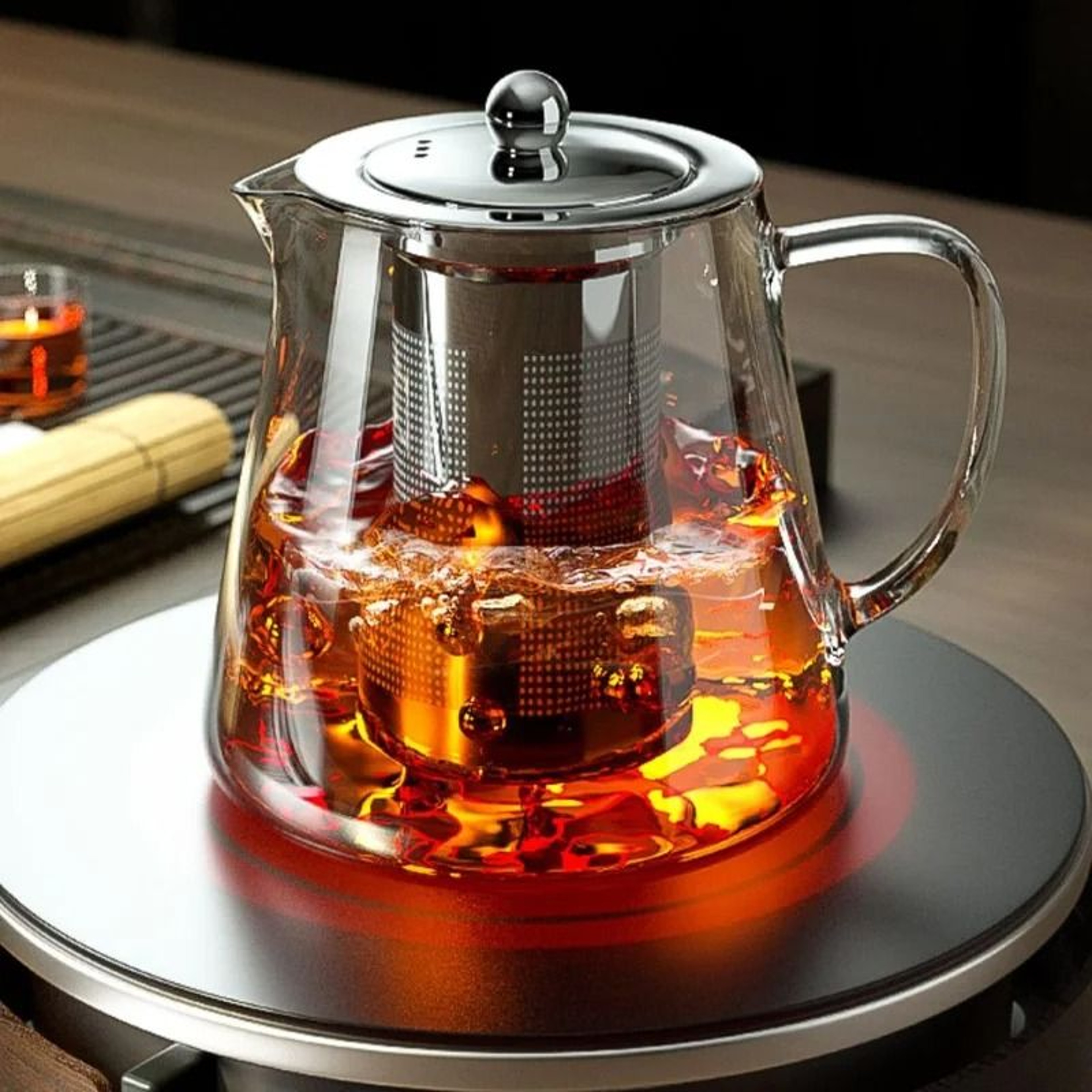 Heat Resistant Glass Teapot With Stainless Steel Infuser 3