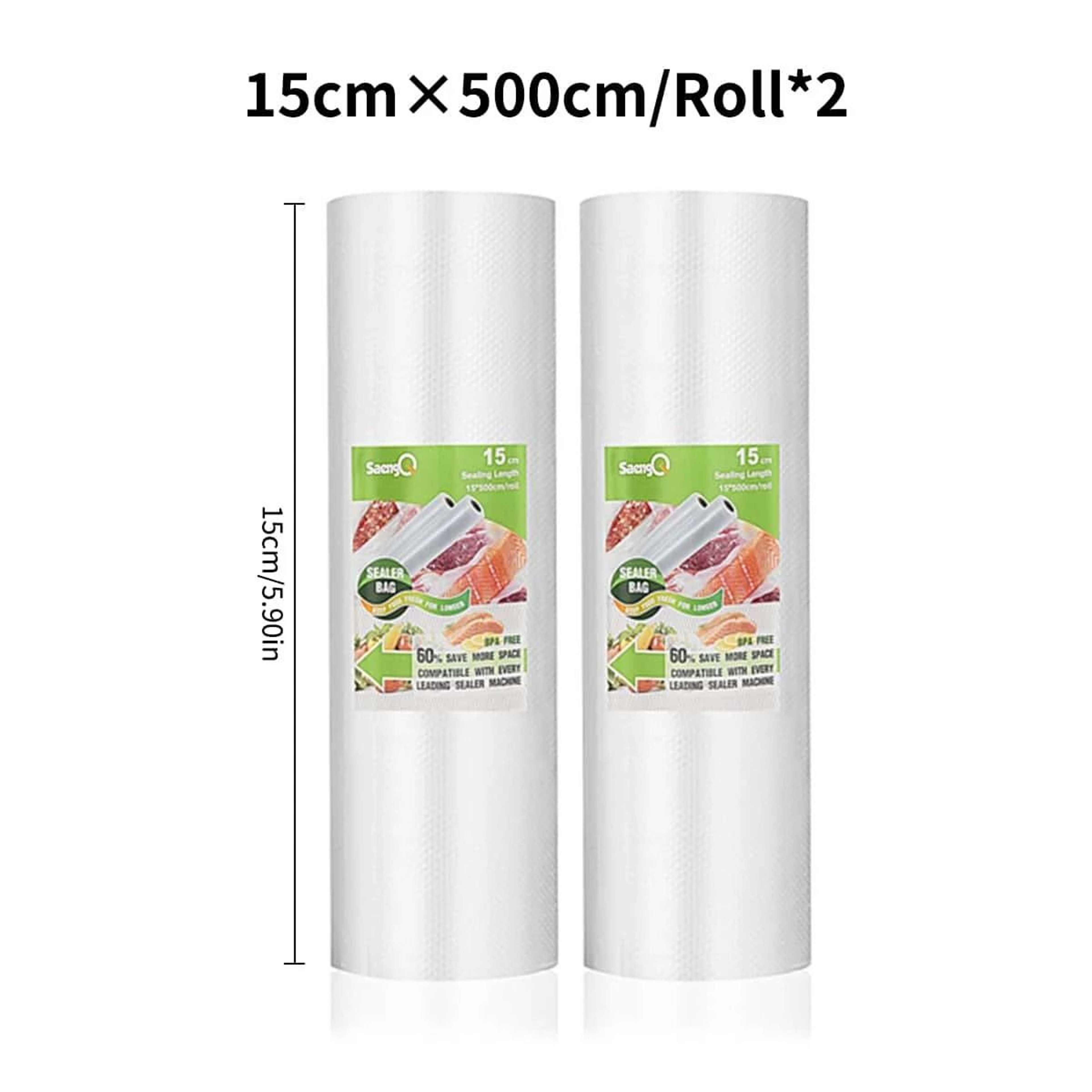 Vacuum Packaging Rolls For Food Storage 2 Pack 500cm Long Textured Bags 8