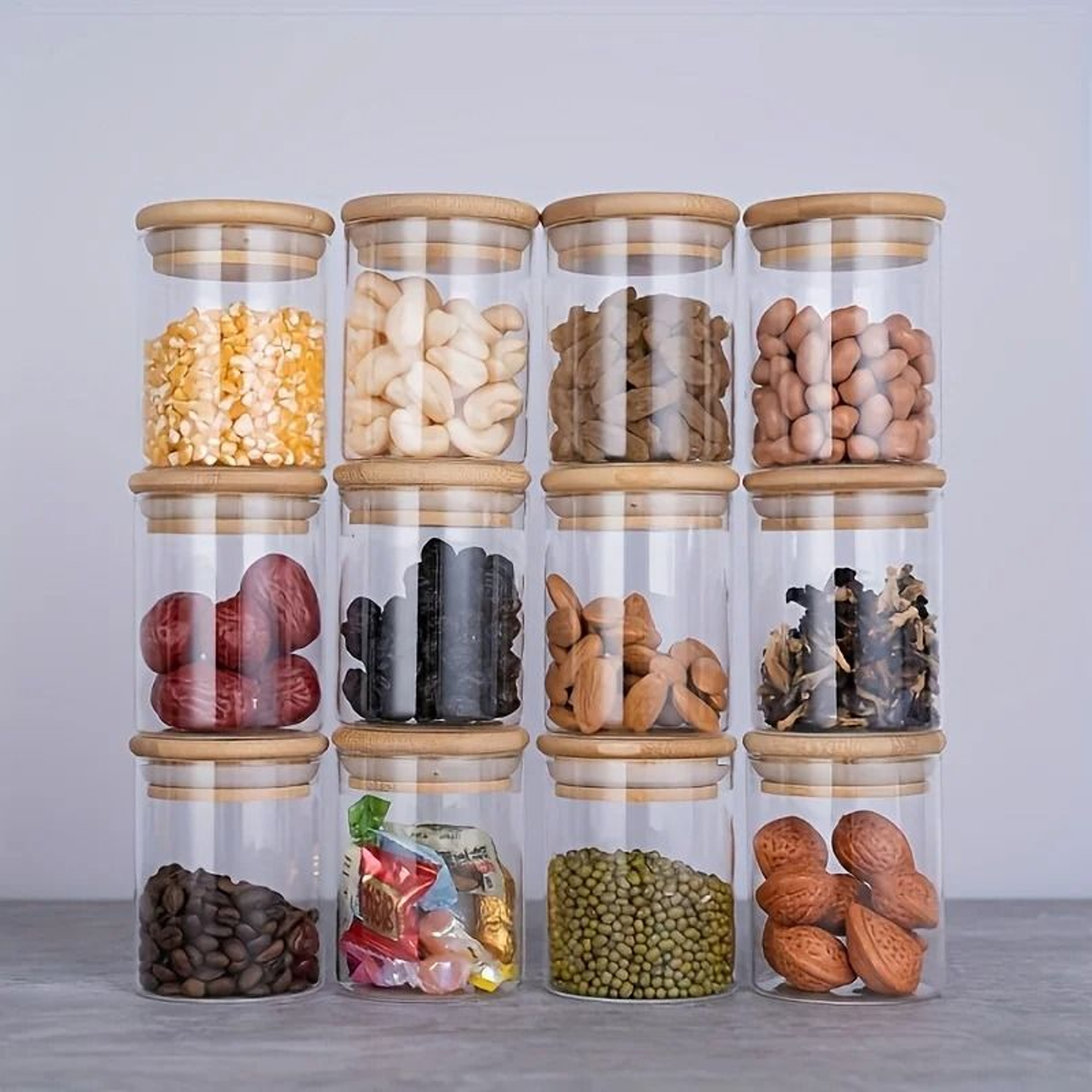 12 Piece Glass Spice Jars With Bamboo Lids And Labels Airtight 8oz Seasoning Containers For Kitchen 7