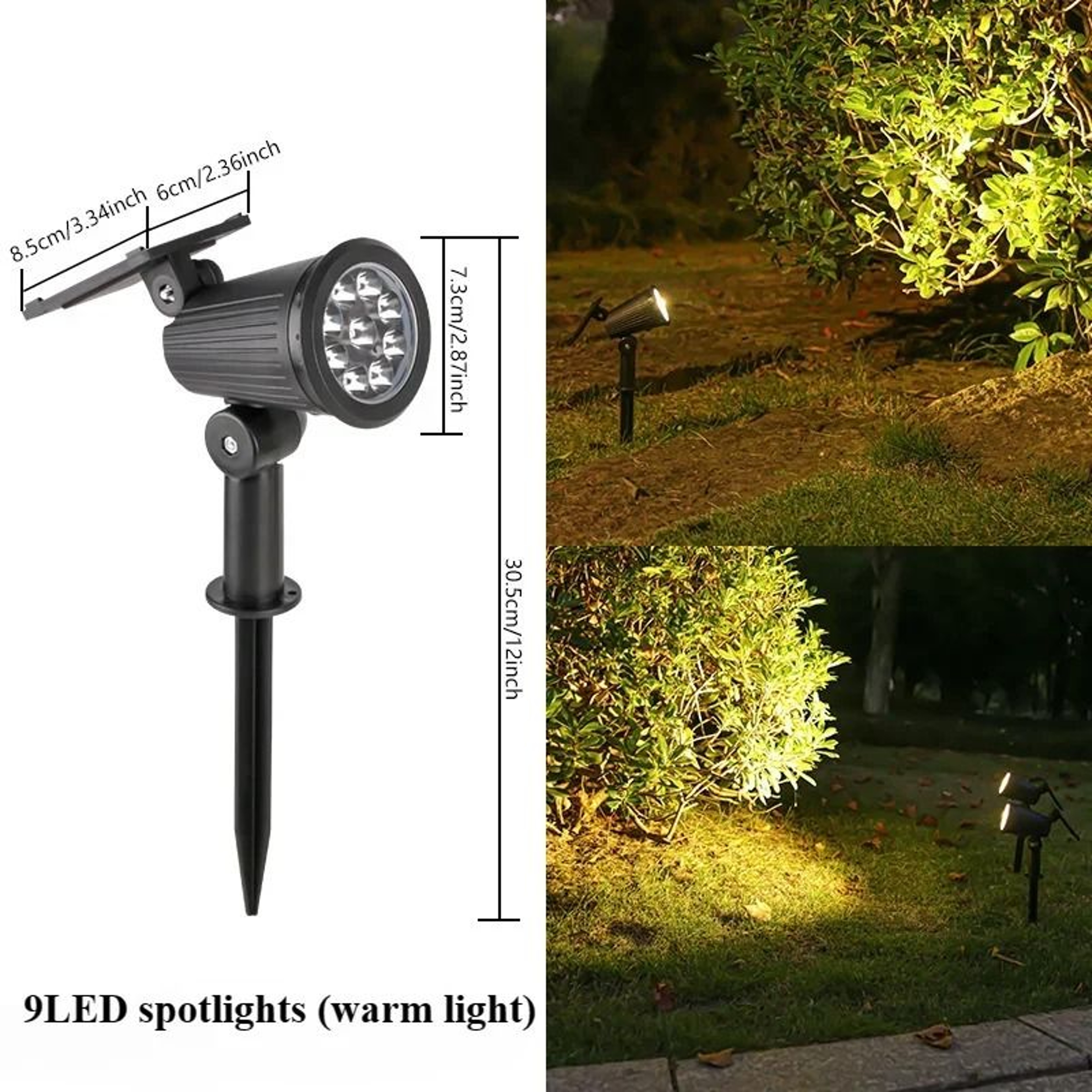 9 LED Solar Spot Light Outdoor Waterproof Garden Landscape Pathway Lighting 8