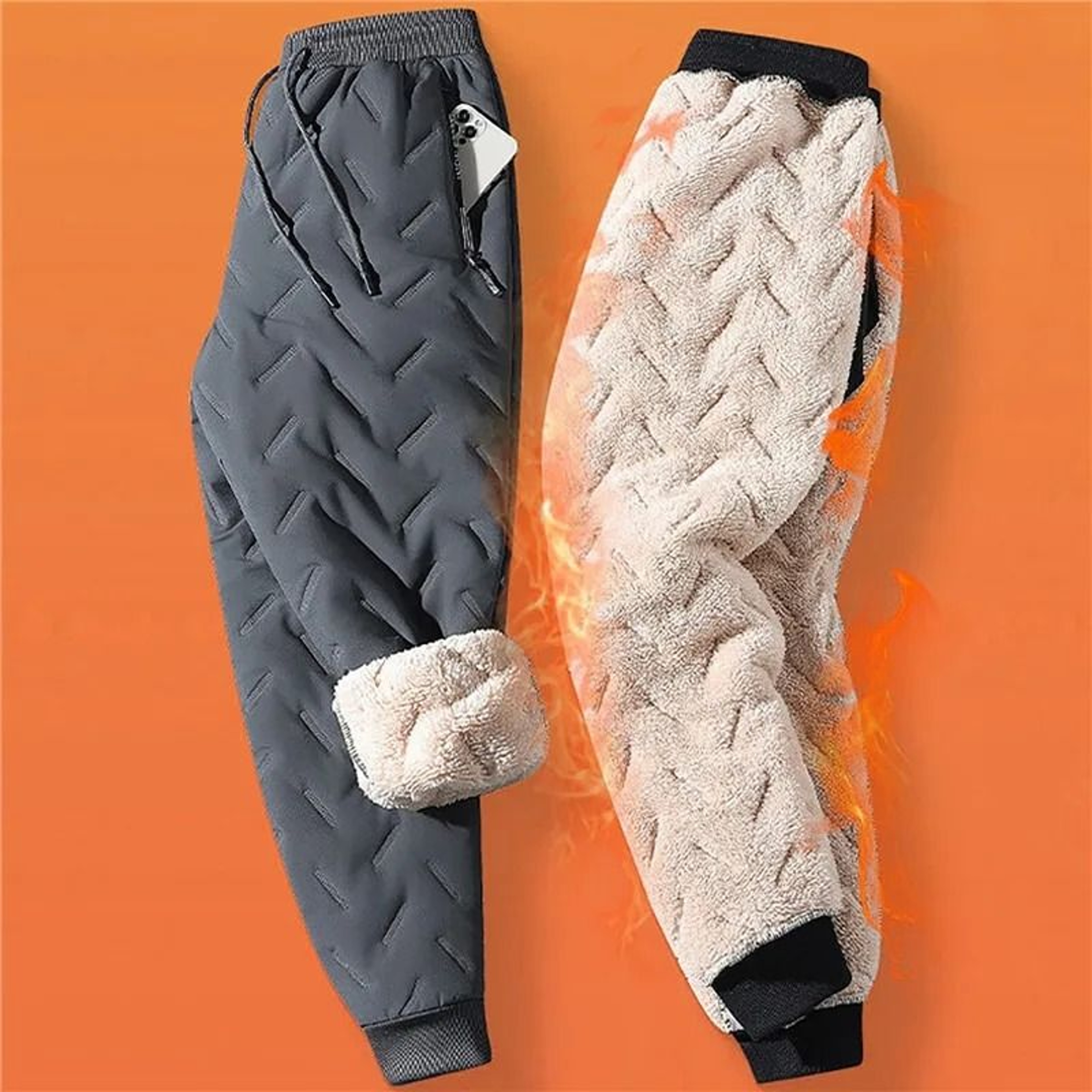 Winter Thickened Women Pants Warm Plush Straight Drawstring Trousers 5