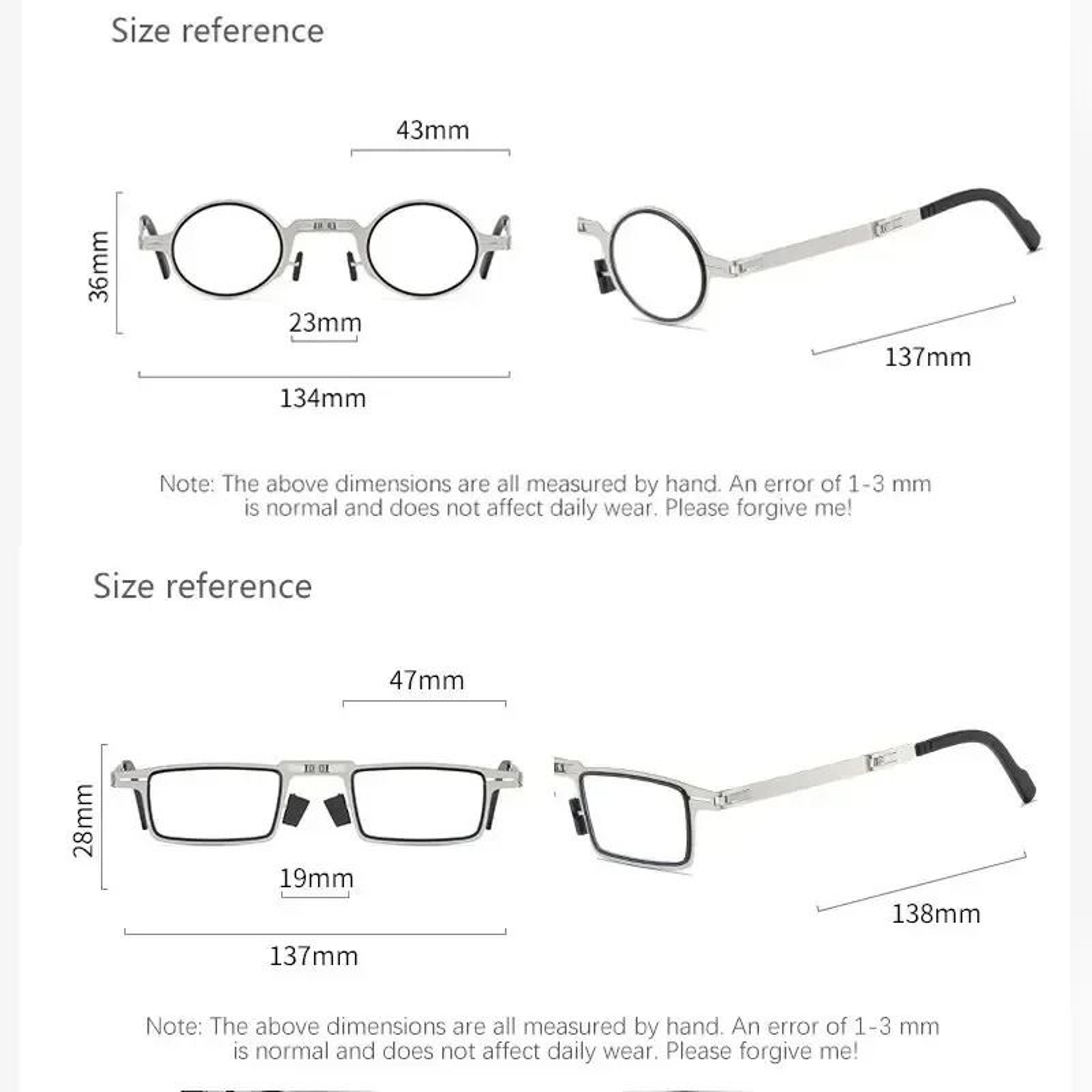 Folding Reading Glasses With Transparent Lenses Anti Blue Light Metal Frame And Case 6