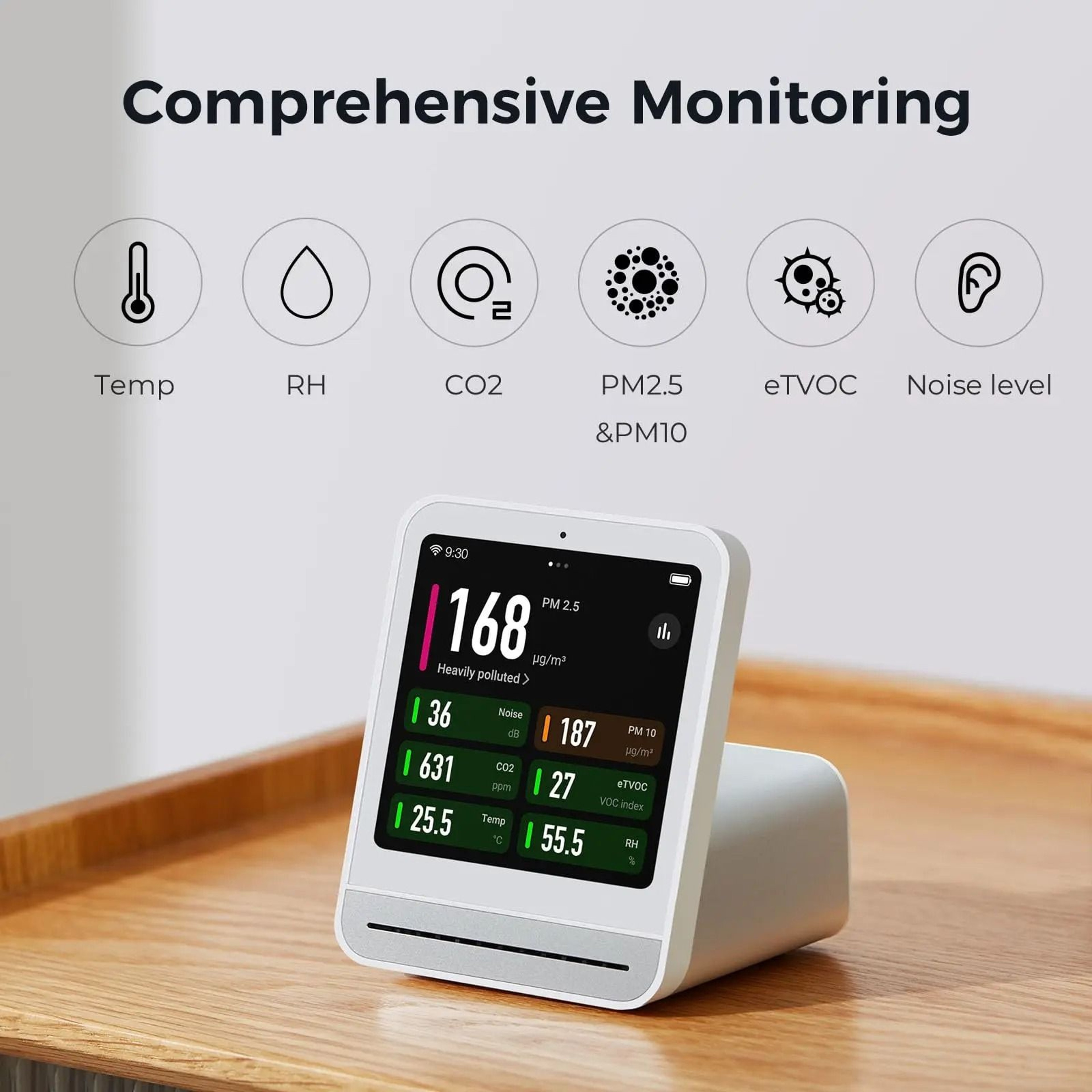 Smart Air Quality Monitor With CO2 PM25 Temperature And Humidity Sensor 0