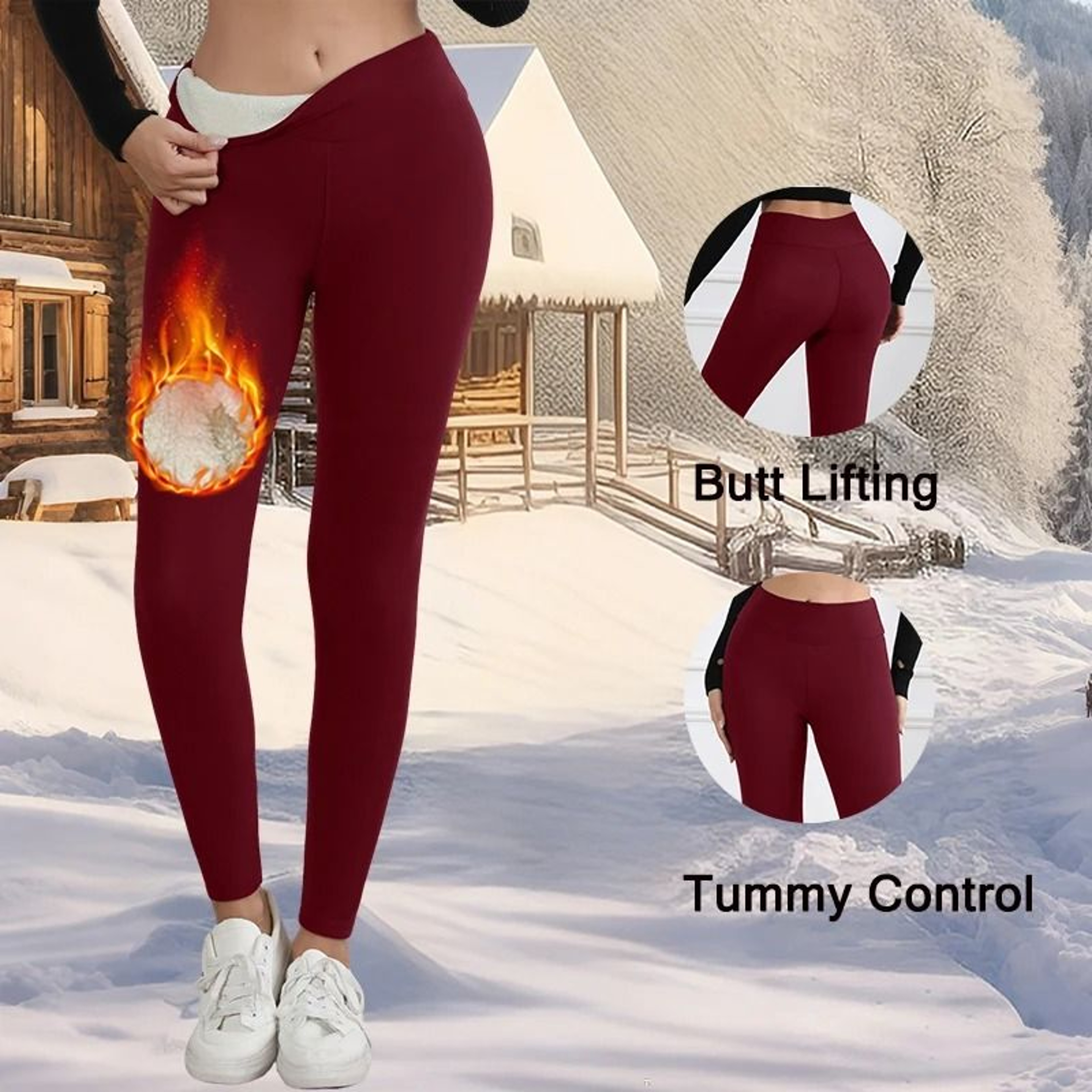 Winter Warm Fleece Leggings Velvet Thick High Waist Elastic Tights For Women 5