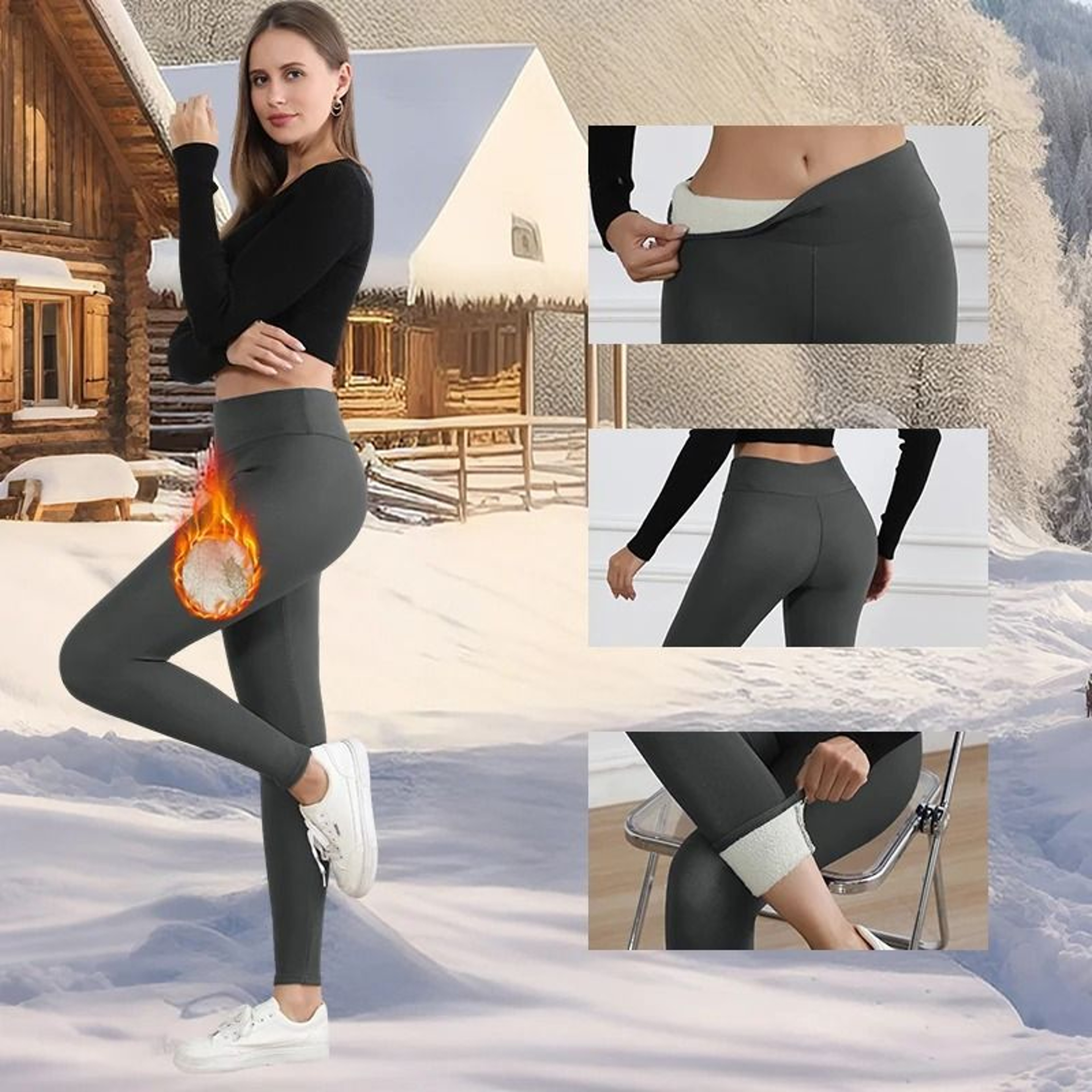 Winter Warm Fleece Leggings Velvet Thick High Waist Elastic Tights For Women 6