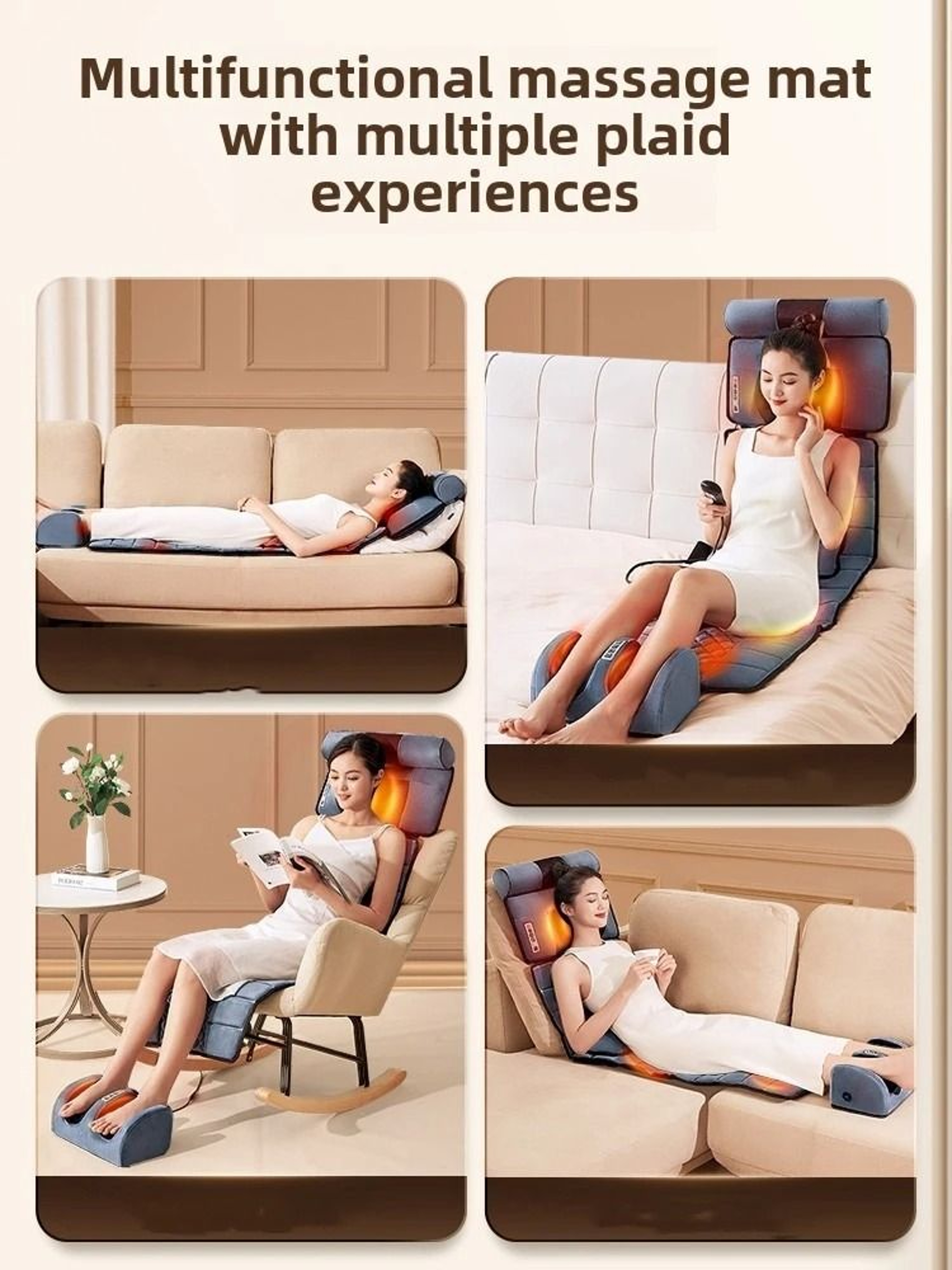 Full Body Massage Pad With 10Zone Vibration Heat Therapy And Foot Calf Kneading Function 5