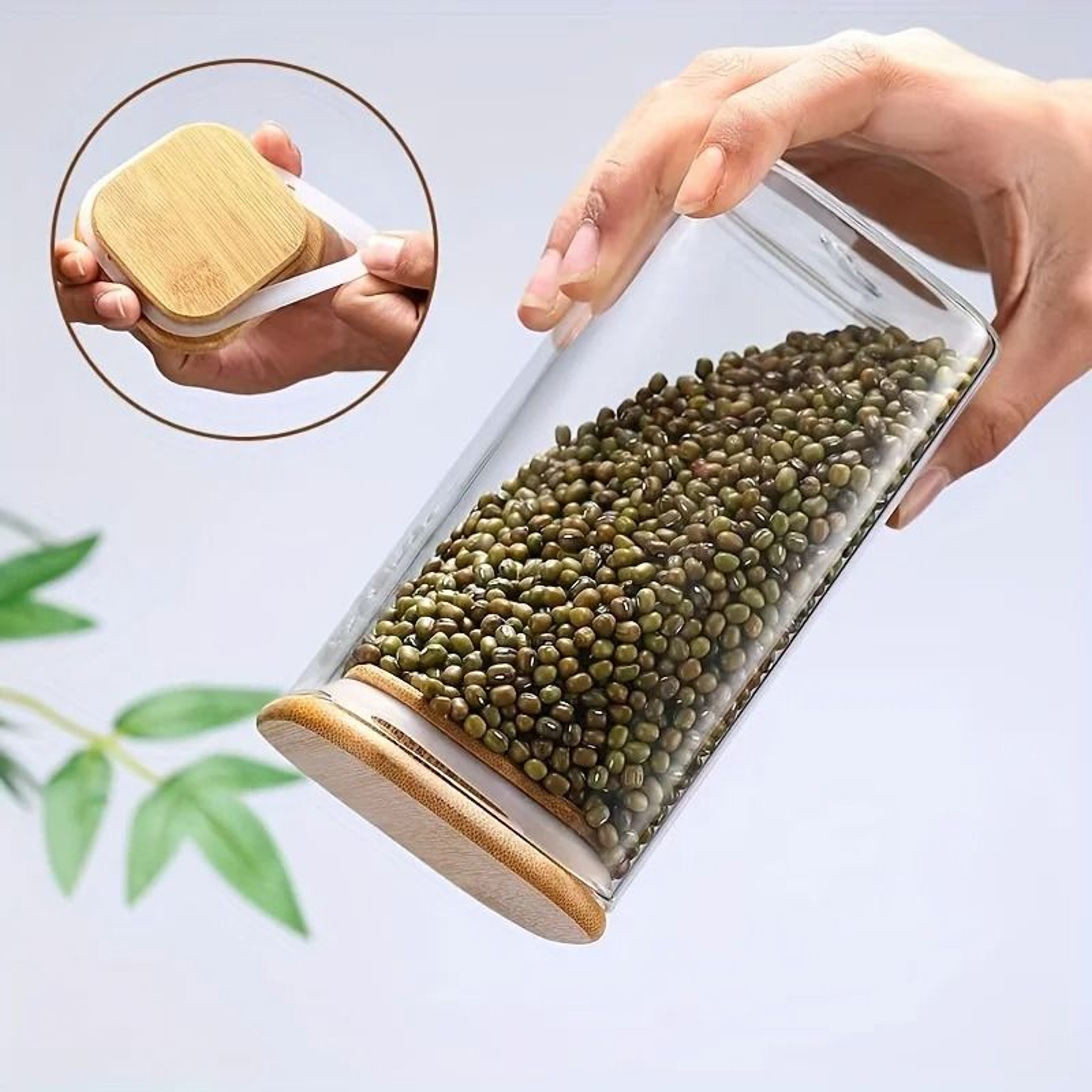 10oz Glass Storage Jars With Bamboo Airtight Lids  Clear Food Containers For Kitchen And Pantry Org 3