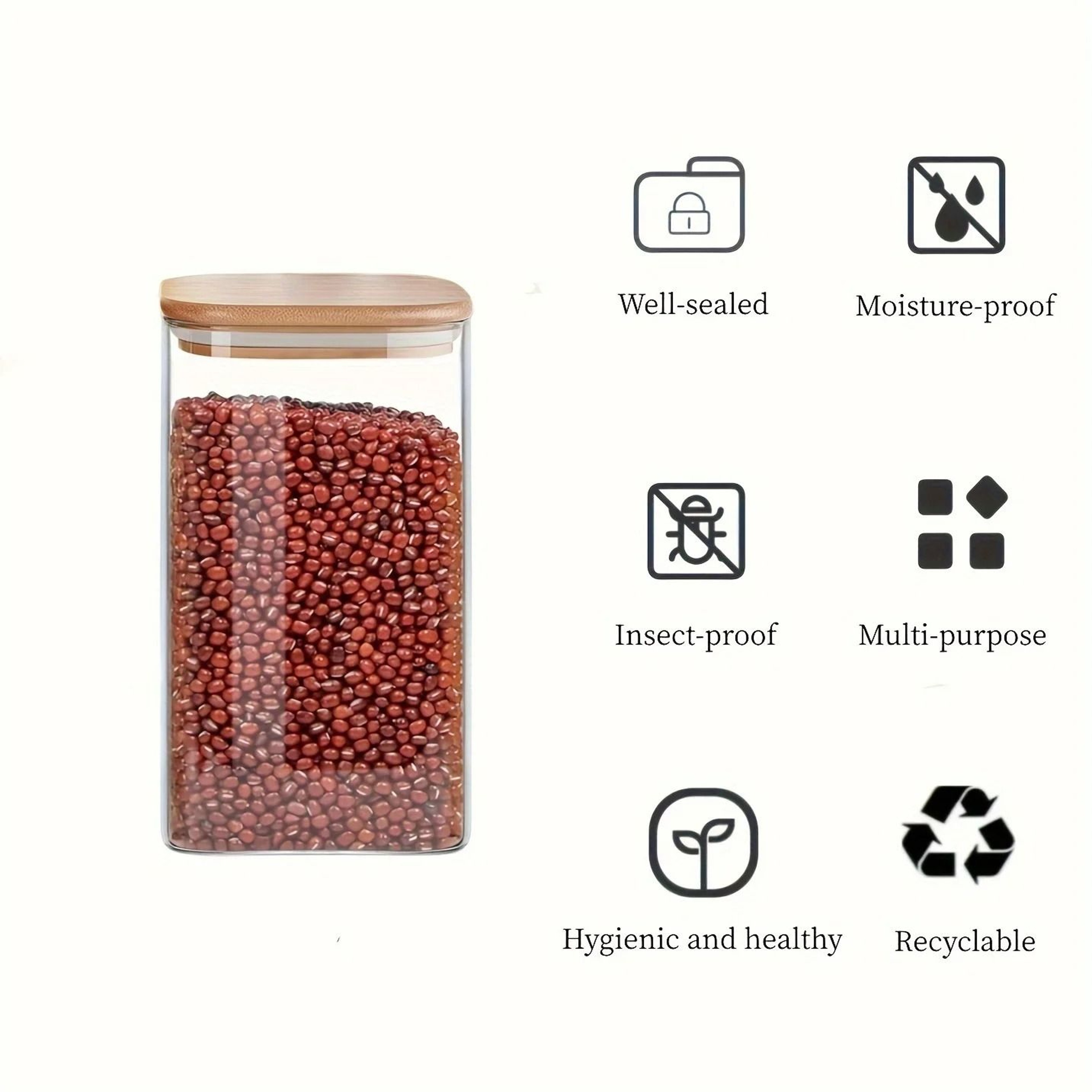 10oz Glass Storage Jars With Bamboo Airtight Lids  Clear Food Containers For Kitchen And Pantry Org 5