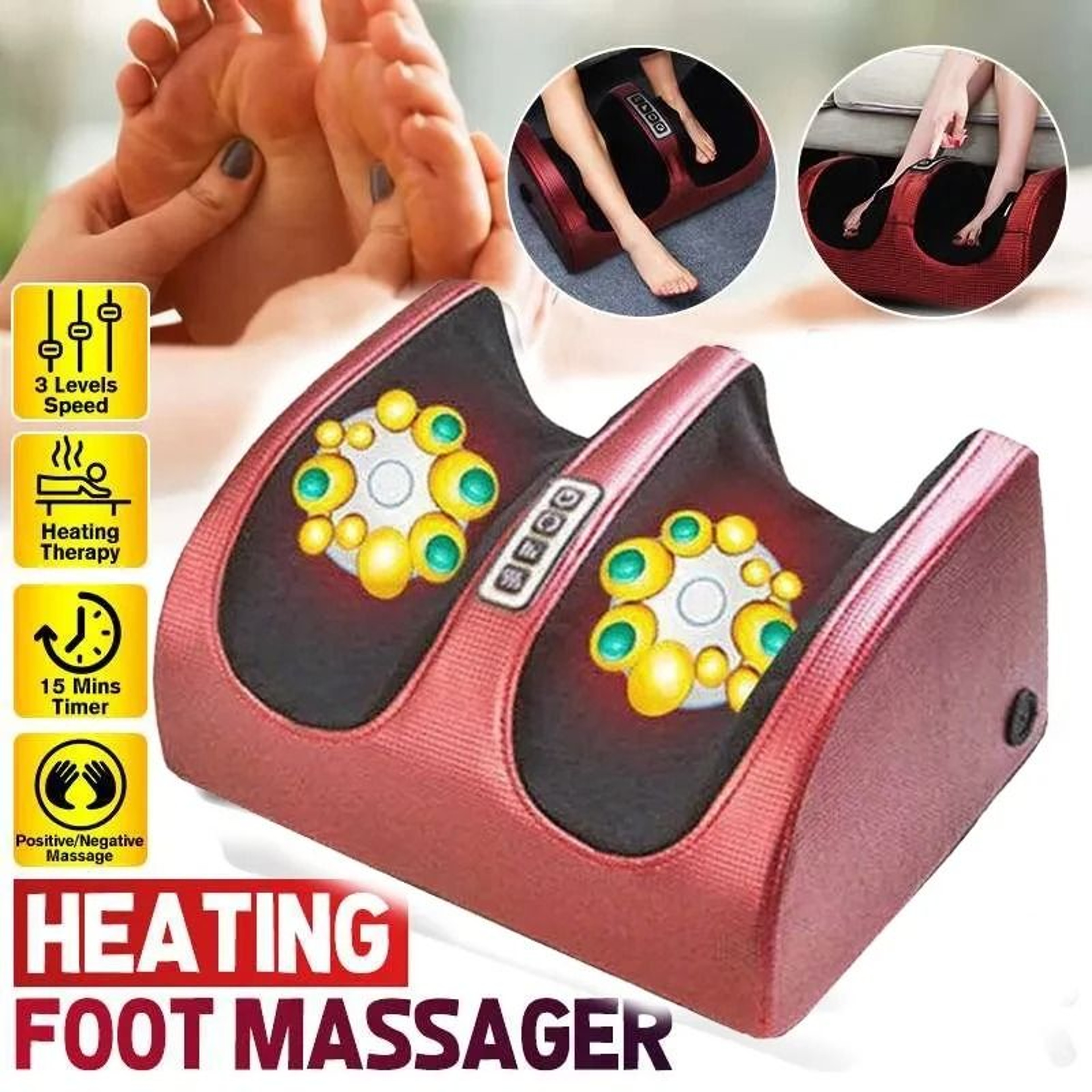 Heated Electric Foot Massager  Compression And Shiatsu Roller Therapy Machine For Pain Relief And M 1