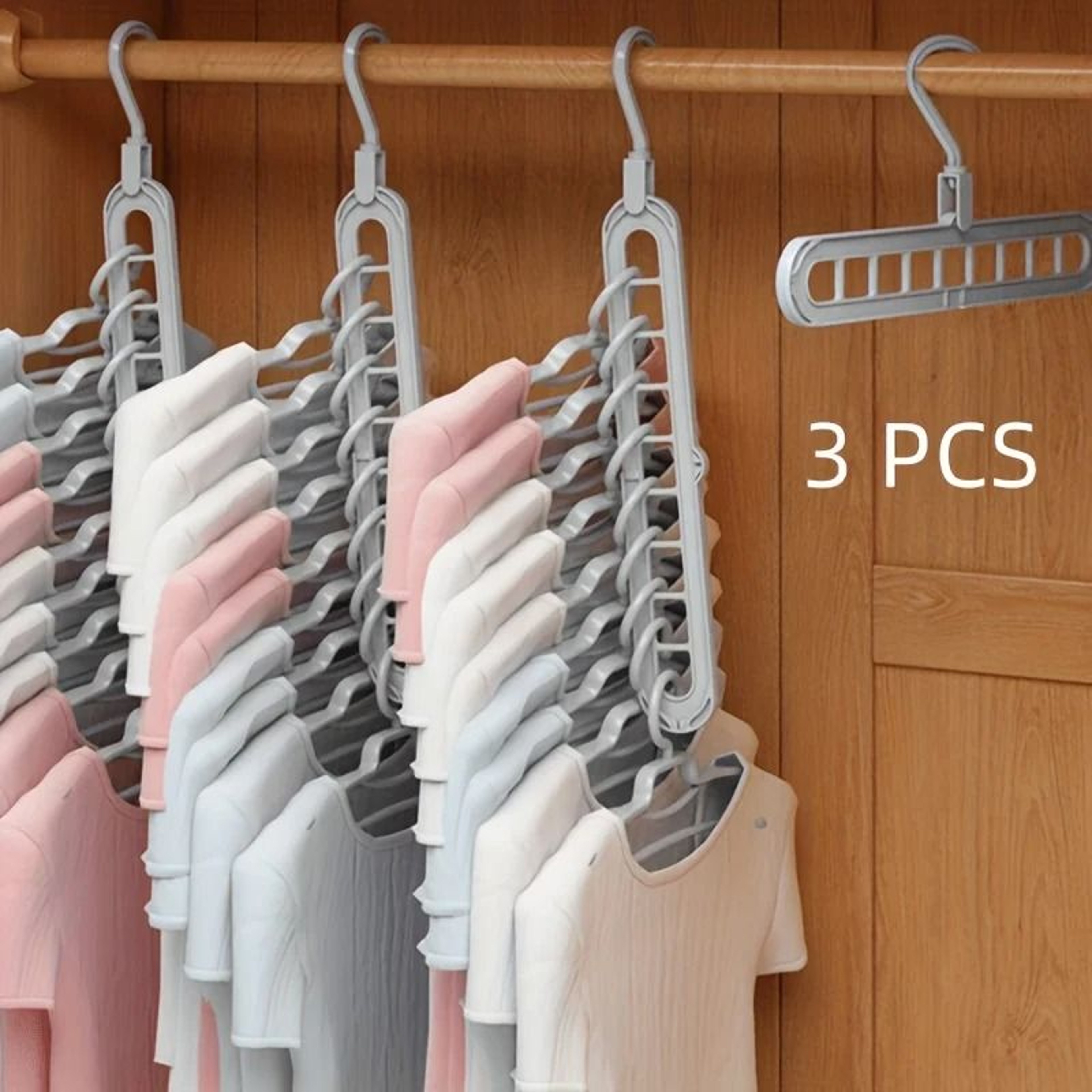 3pcs Foldable 9Hole Space Saving Clothes Hangers  Heavy Duty Closet Organizer For Home And Dorm 1