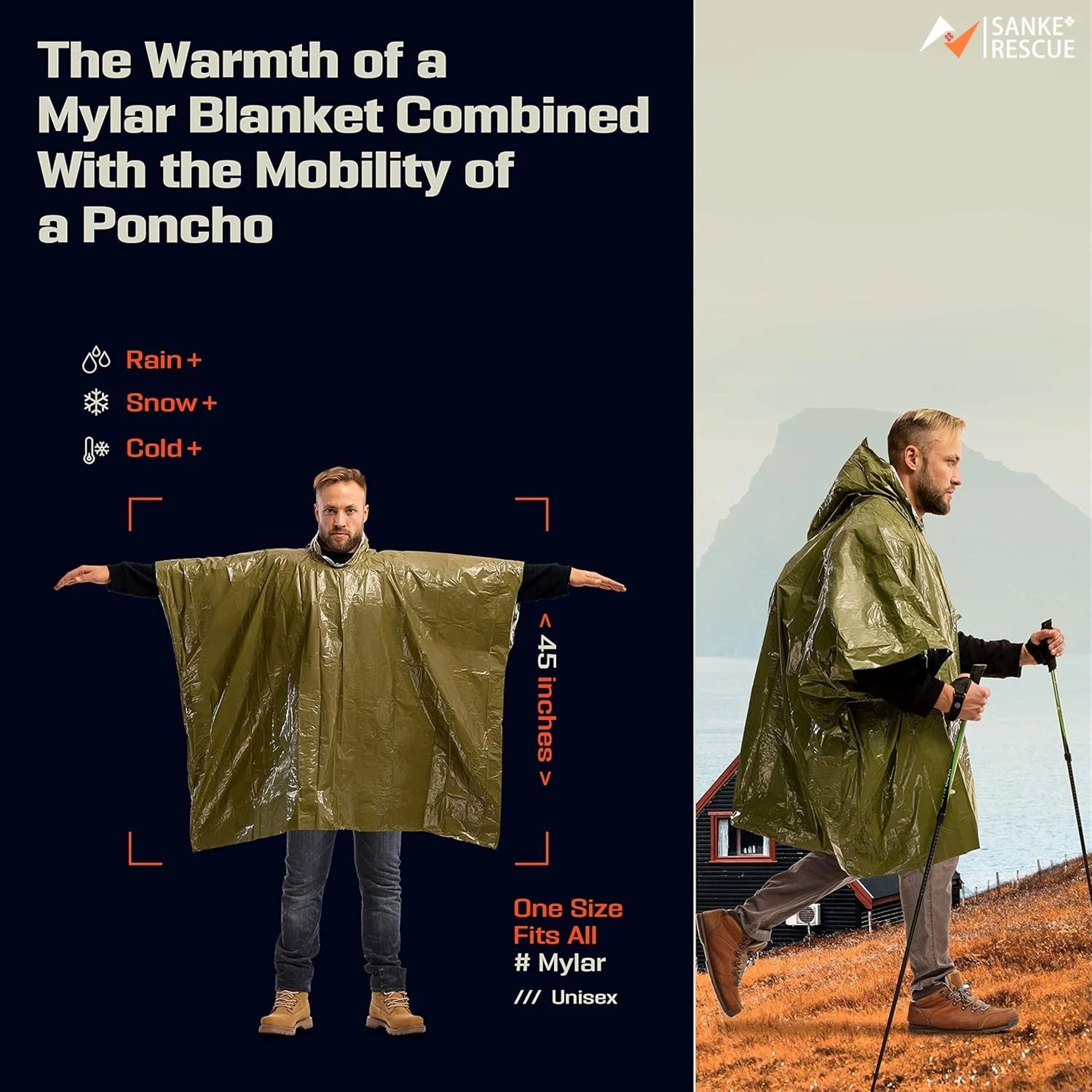 Emergency Waterproof Survival Poncho And Blanket  Lightweight Thermal Raincoat For Camping And Outd 2