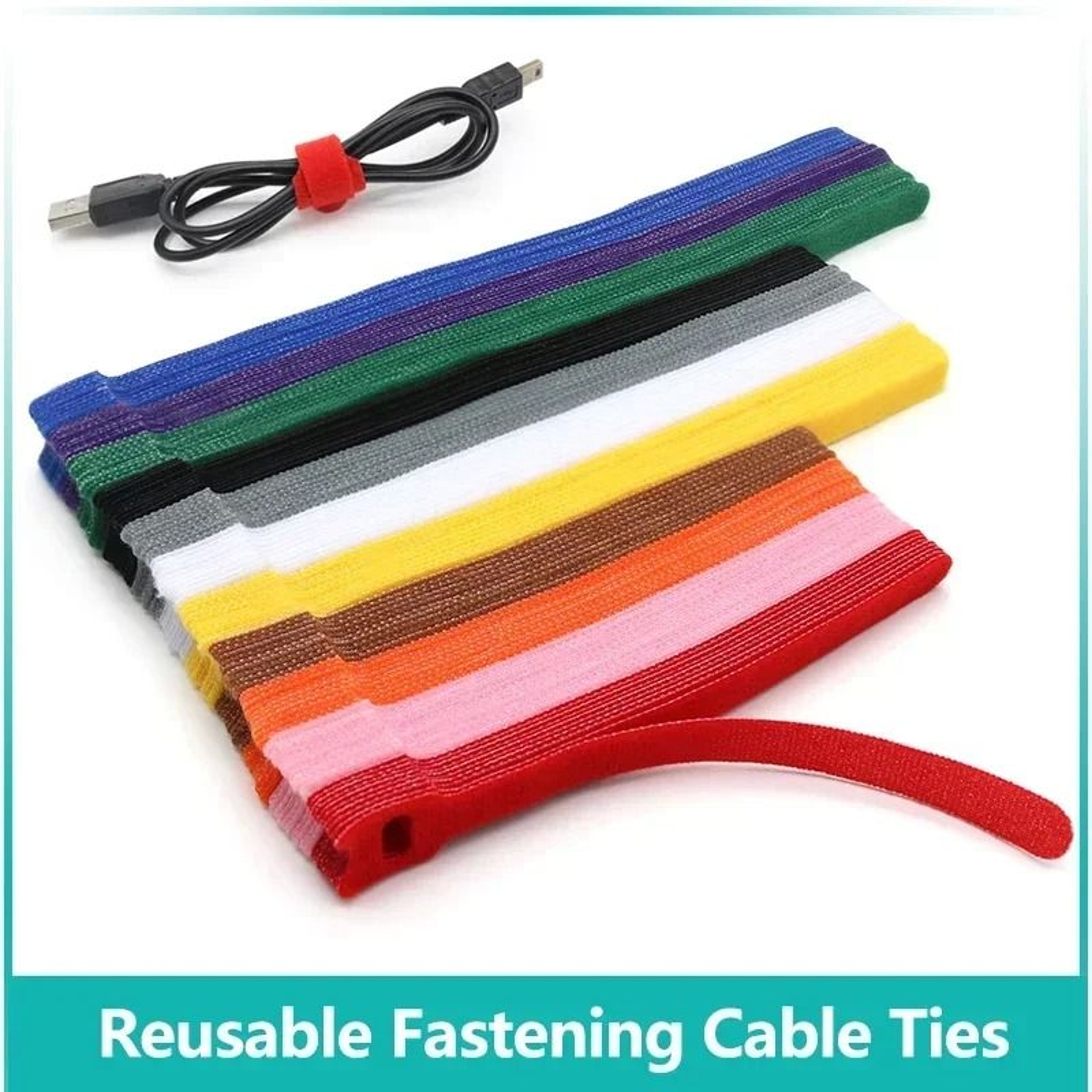 Releasable Cable Ties  Nylon Hook And Loop Fastening Straps For Wire Management And Cable Organizat 0