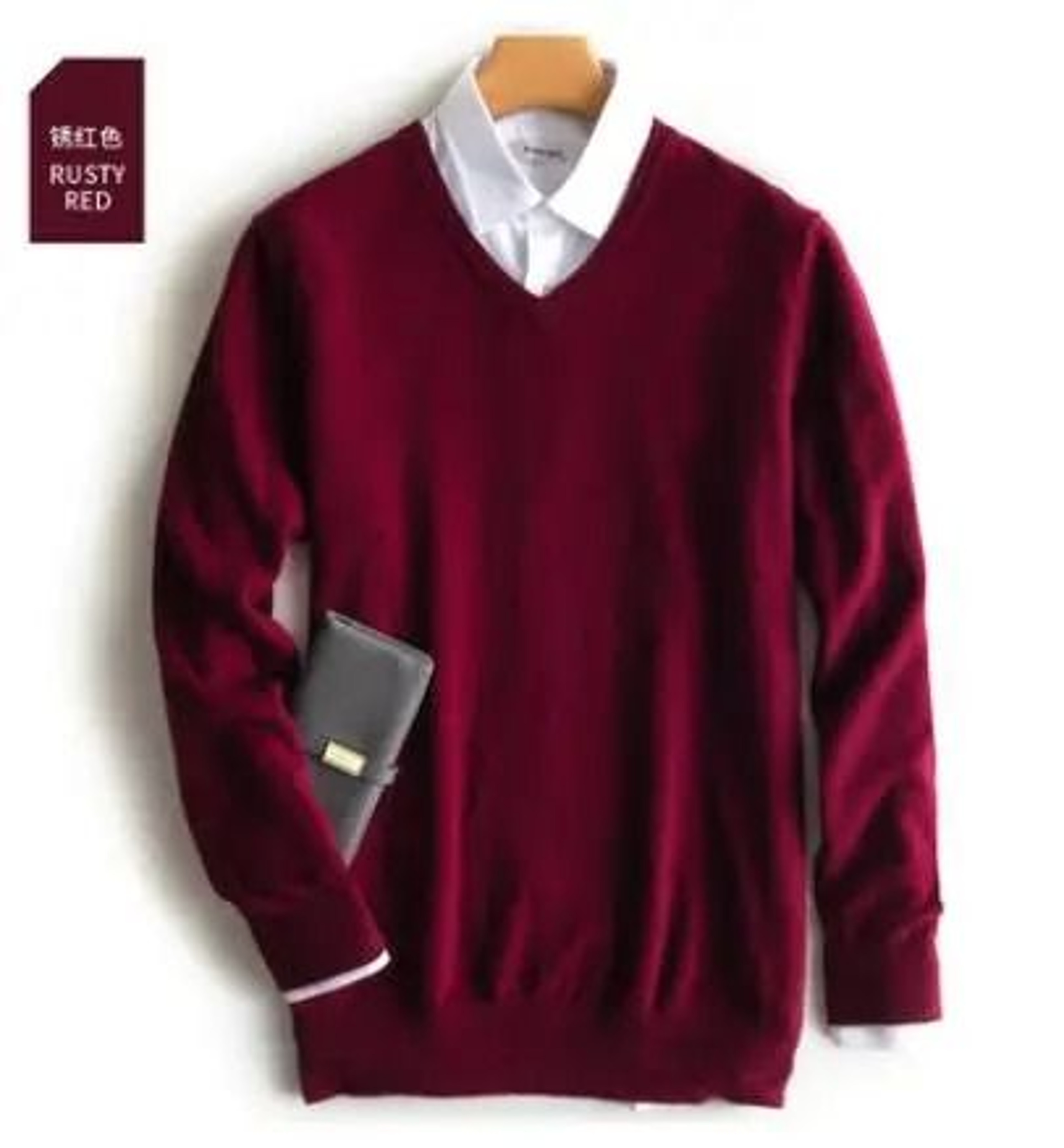 Classic VNeck Pullover Sweater For Men  Warm Cashmere Cotton Blend Winter Jumper 20