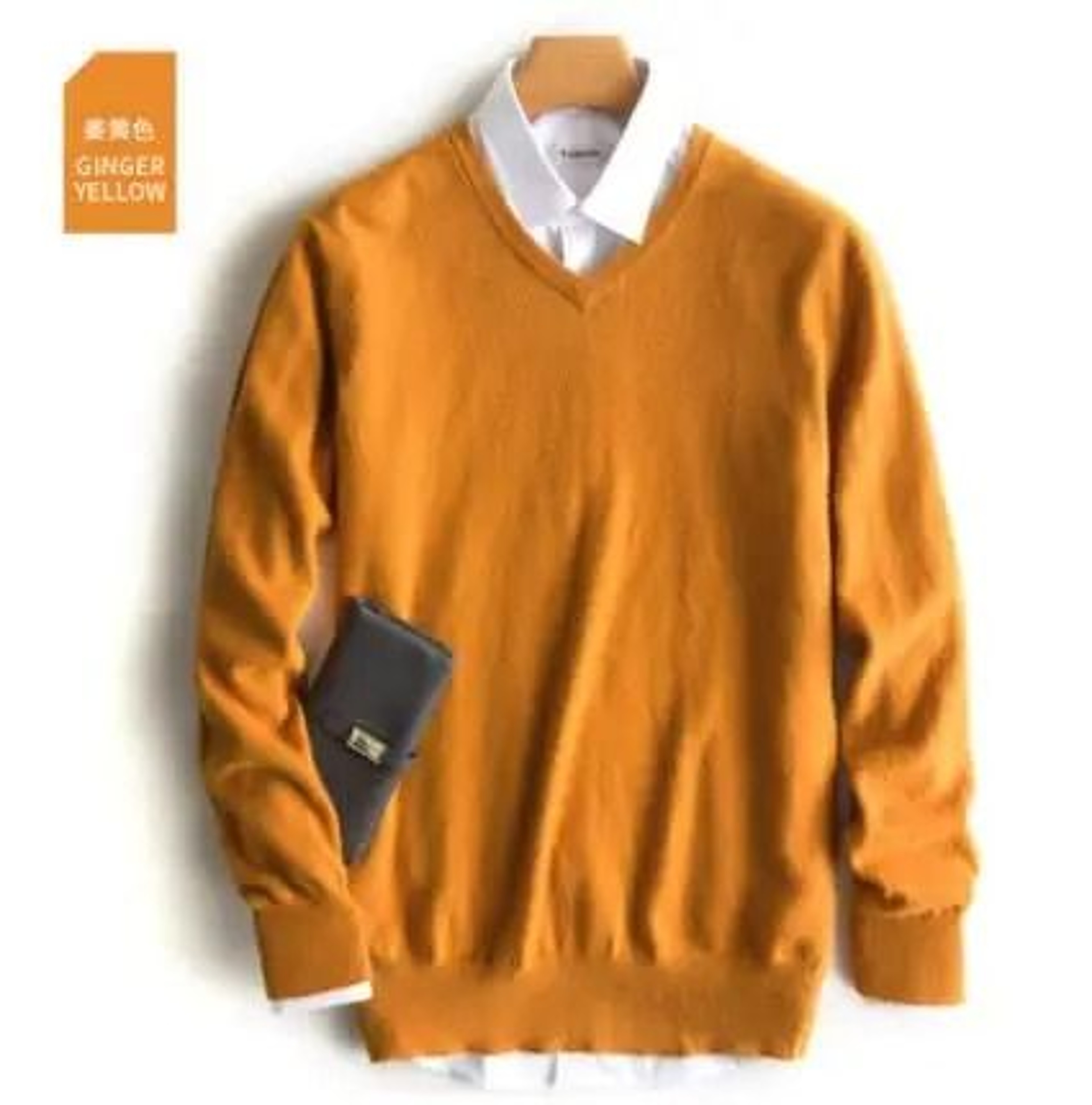 Classic VNeck Pullover Sweater For Men  Warm Cashmere Cotton Blend Winter Jumper 29