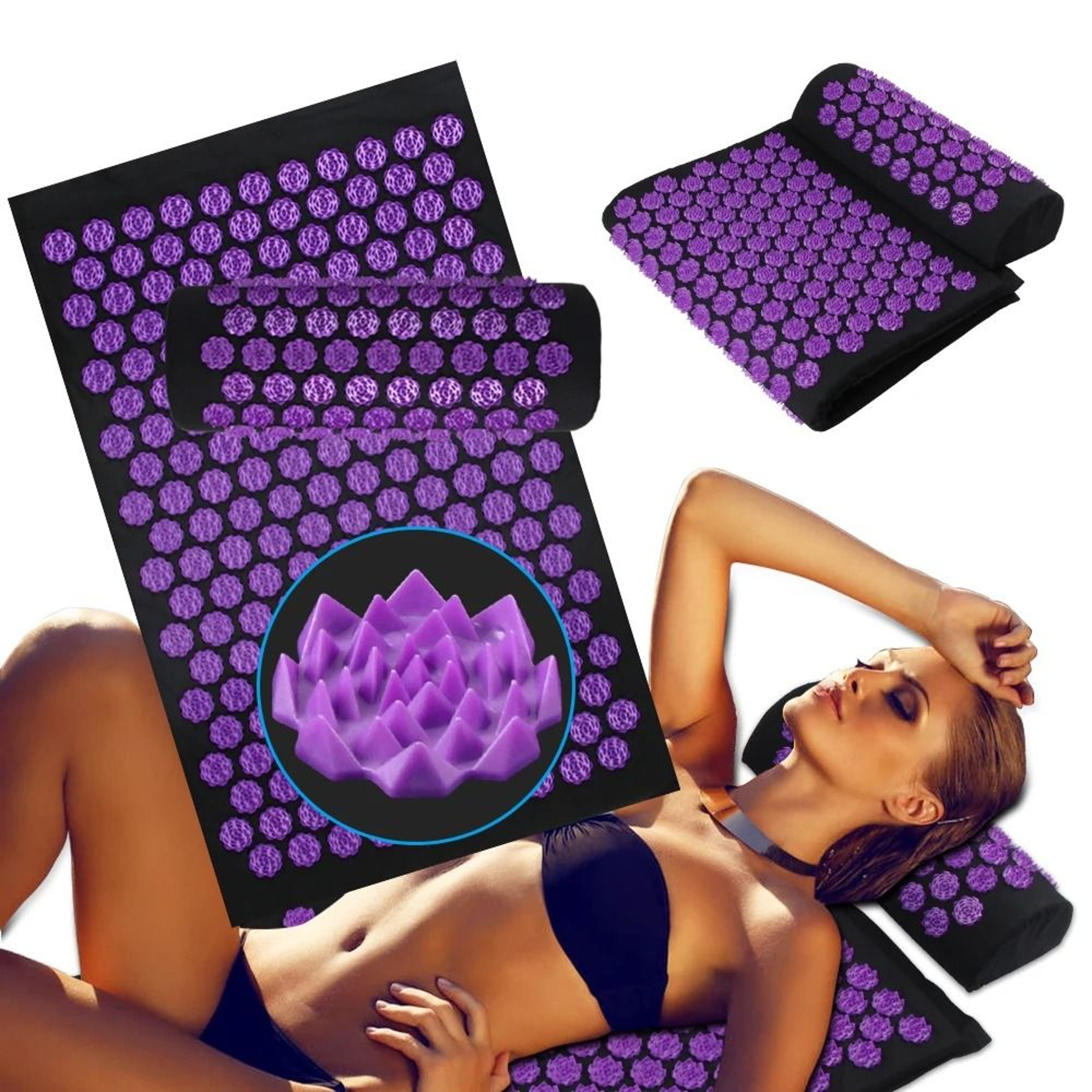 Acupressure Yoga Mat And Pillow Set With Spikes Massage Cushion For Back Neck And Foot Pain Relief 0