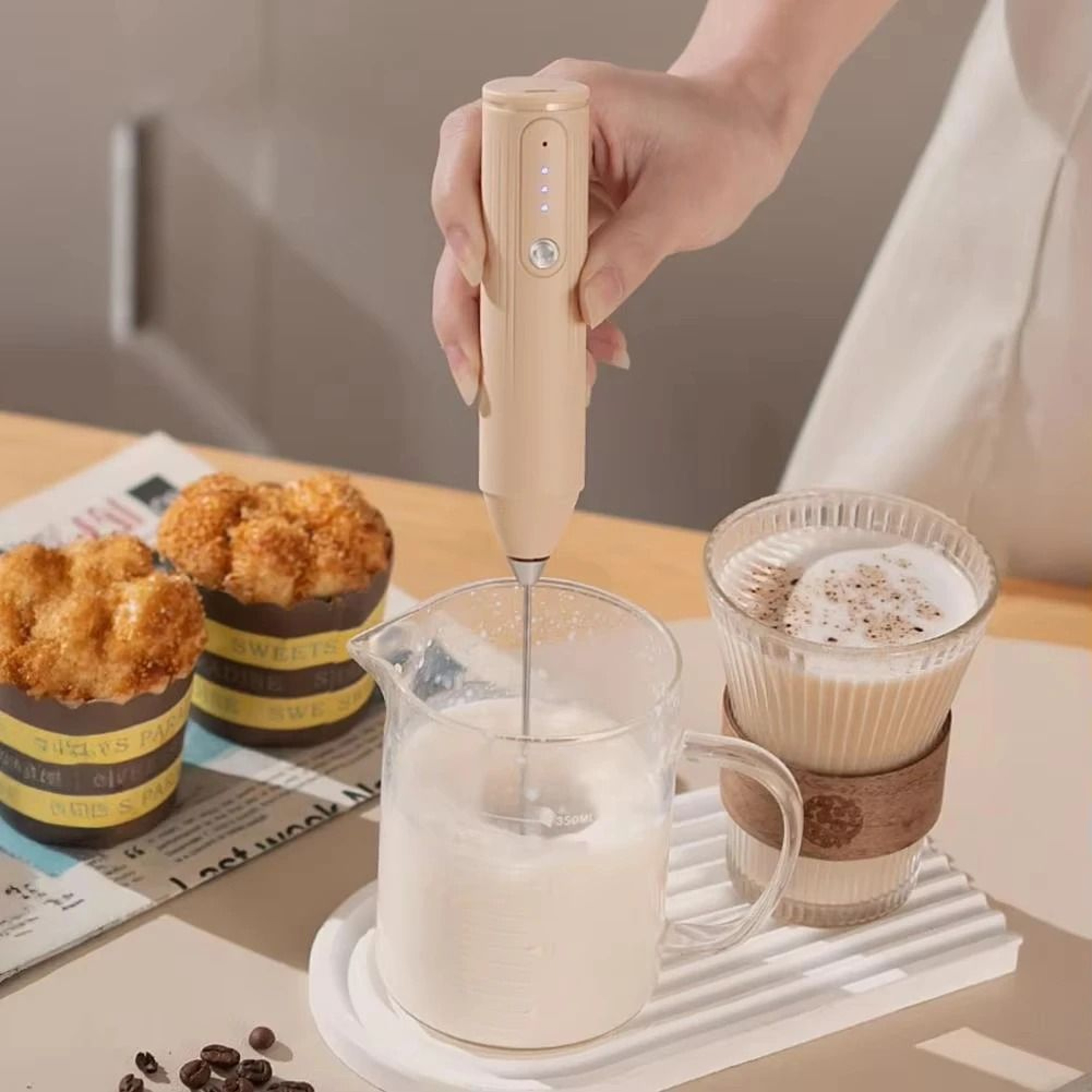 USB Electric Milk Frother Handheld Coffee Mixer 4