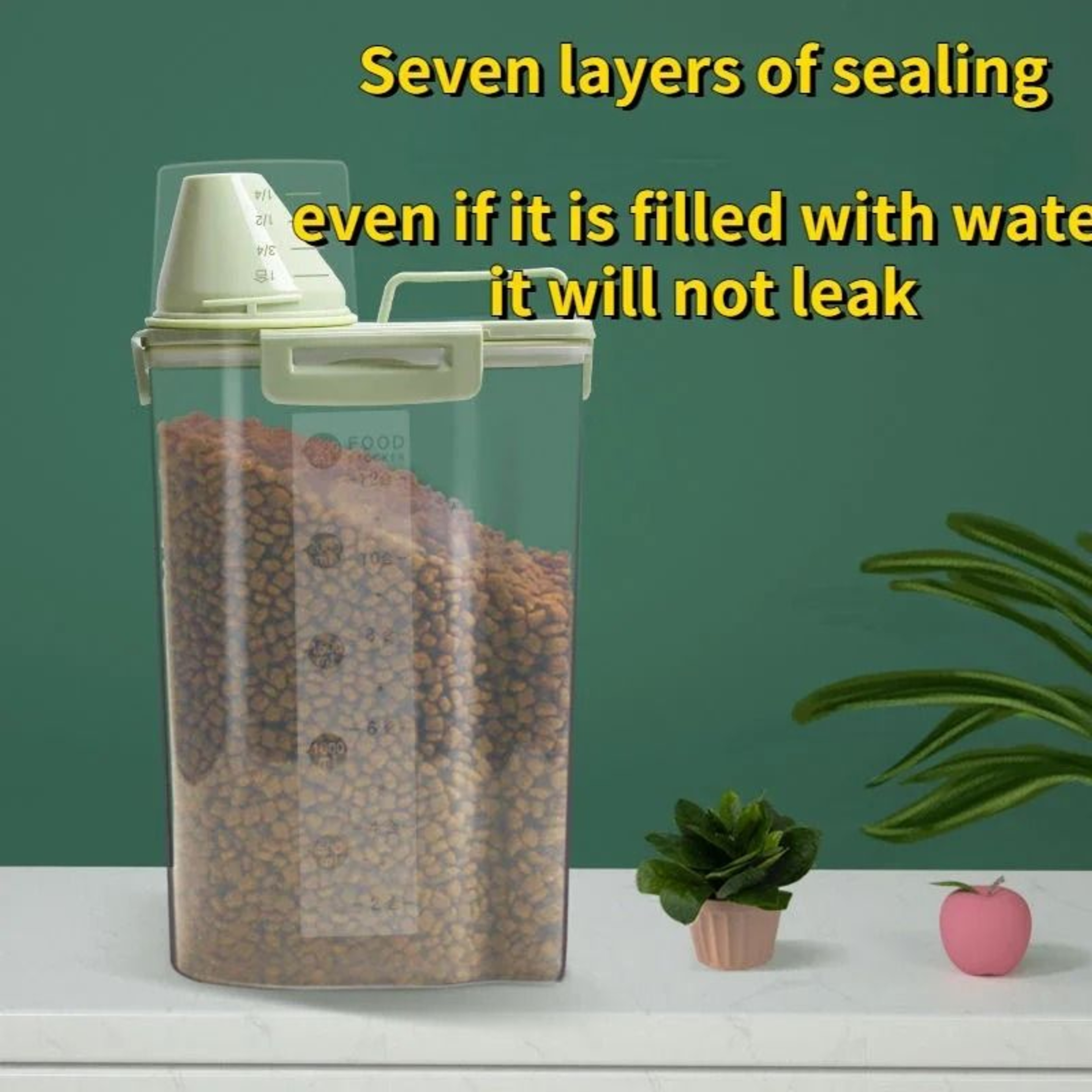 Pet Food Storage Container With Measuring Cup And Airtight Seal 1