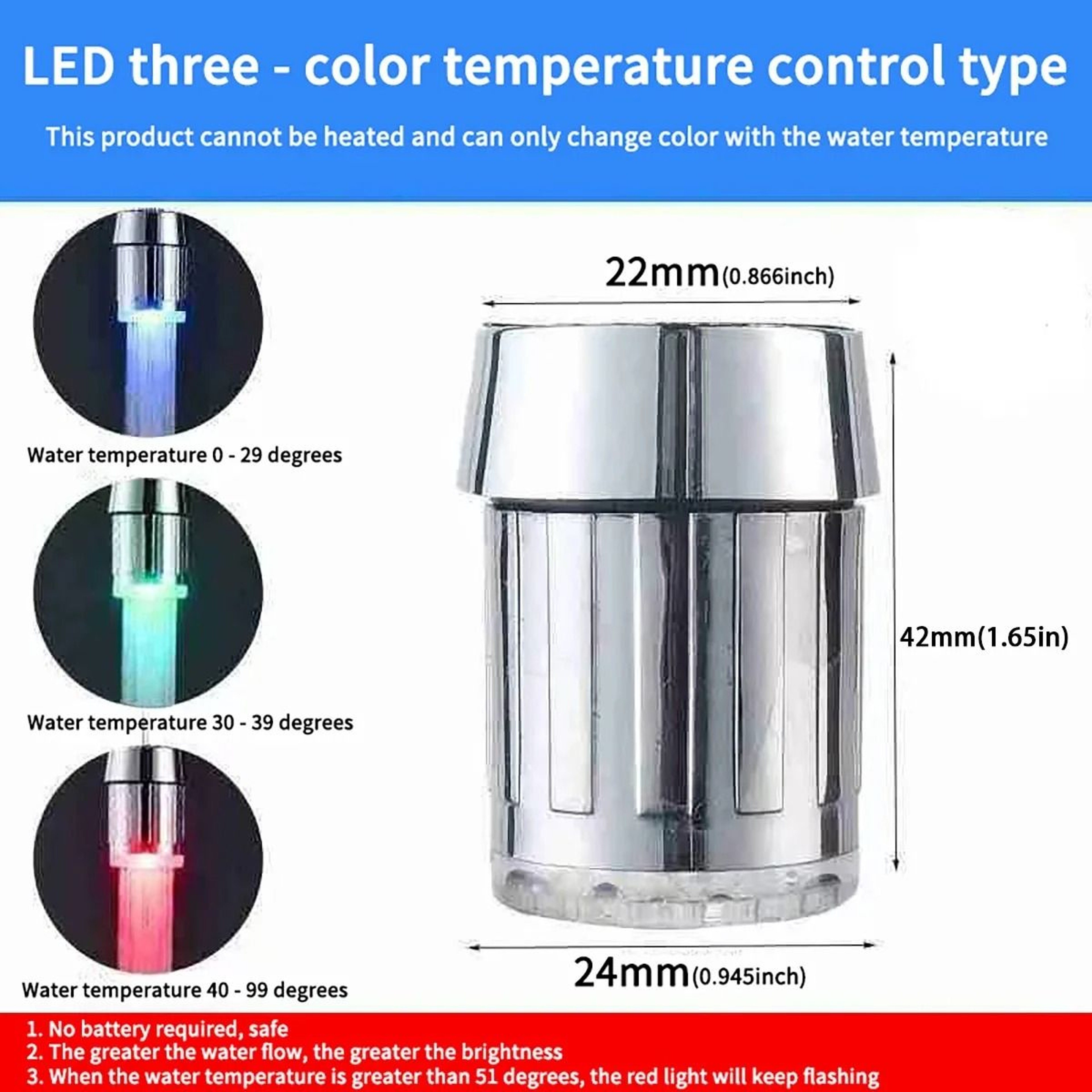 LED Temperature Sensitive Faucet Extender With 360 Degree Rotation 2