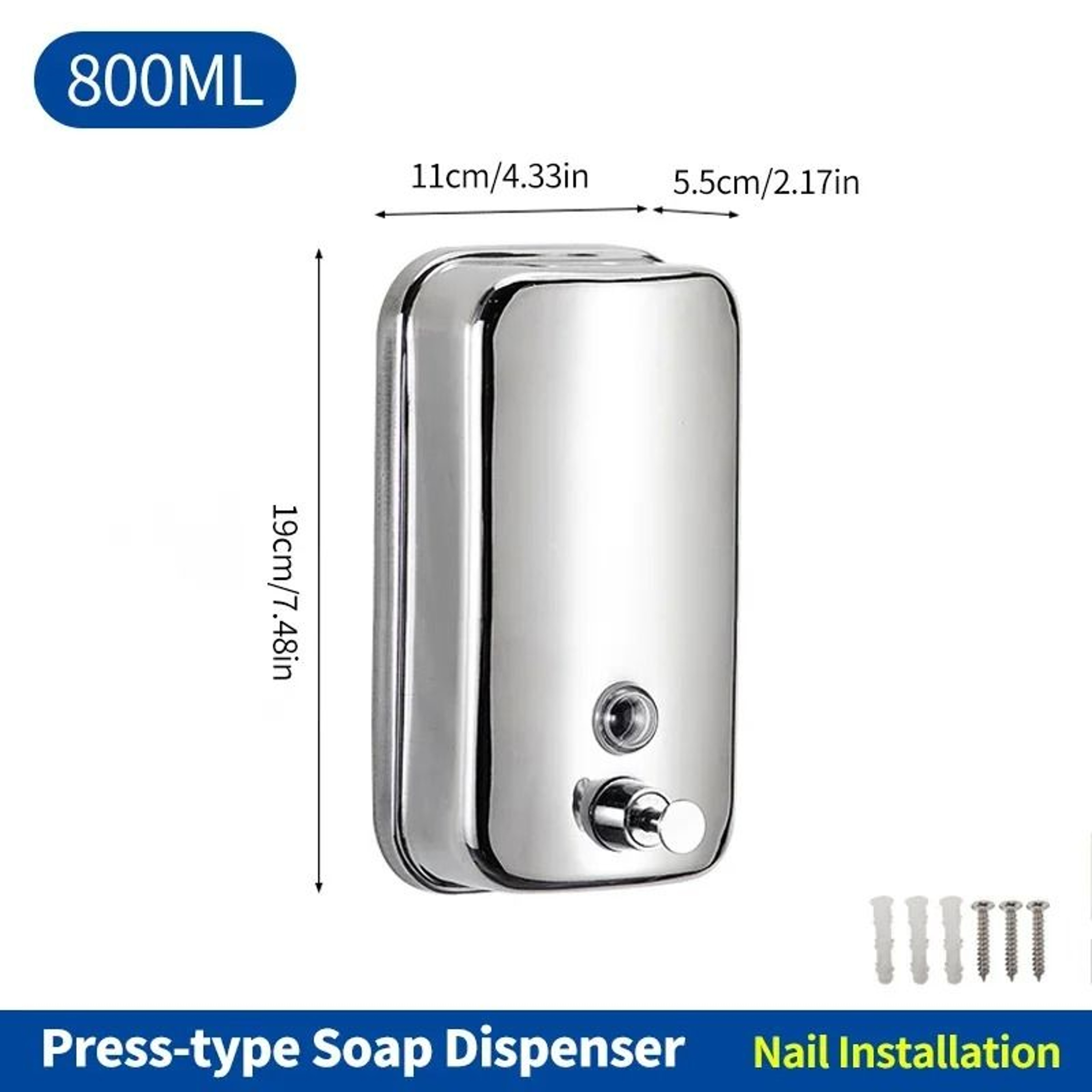 Wall Mounted Stainless Steel Soap And Shampoo Dispenser 8