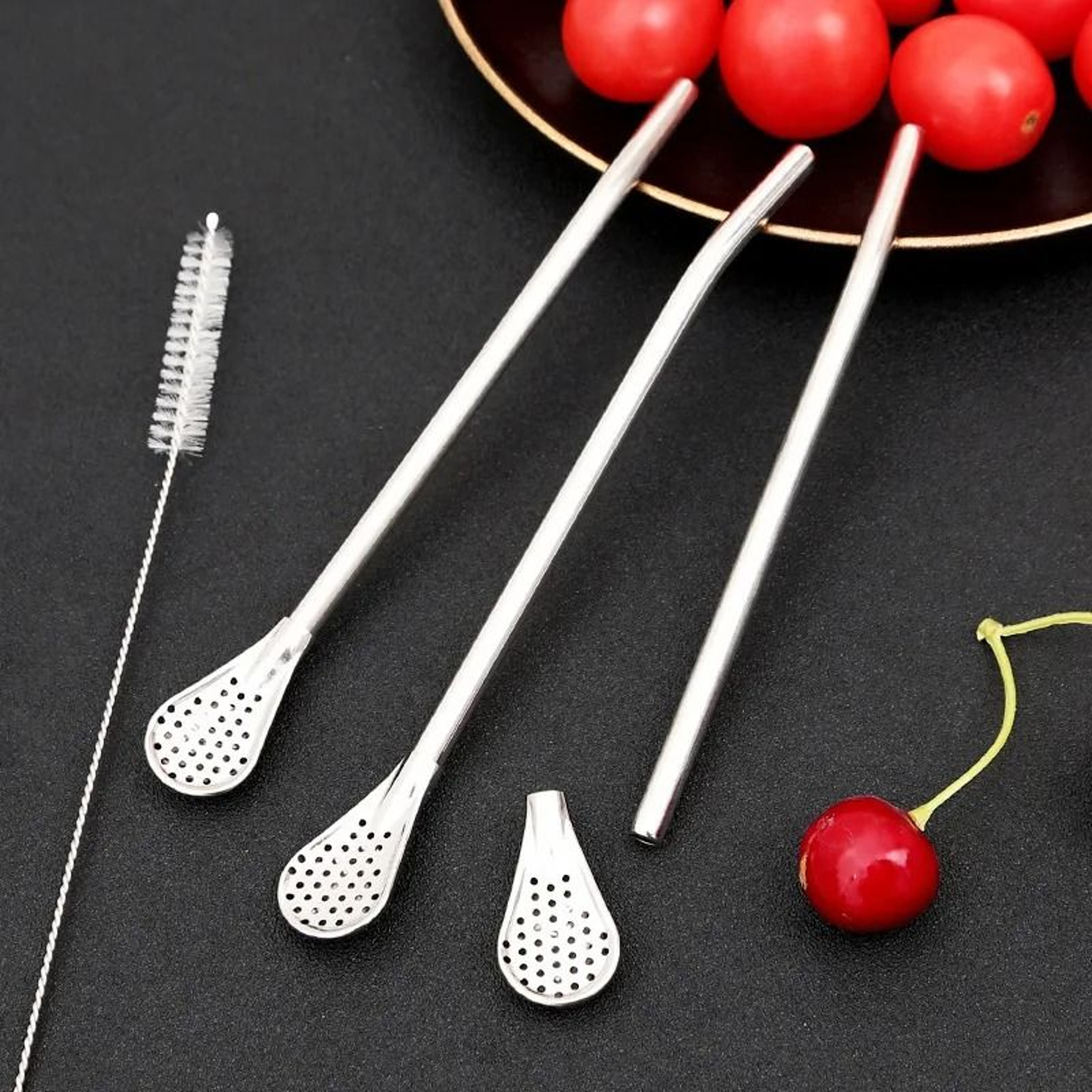 Stainless Steel Reusable Straw Spoon With Tea Filter 5