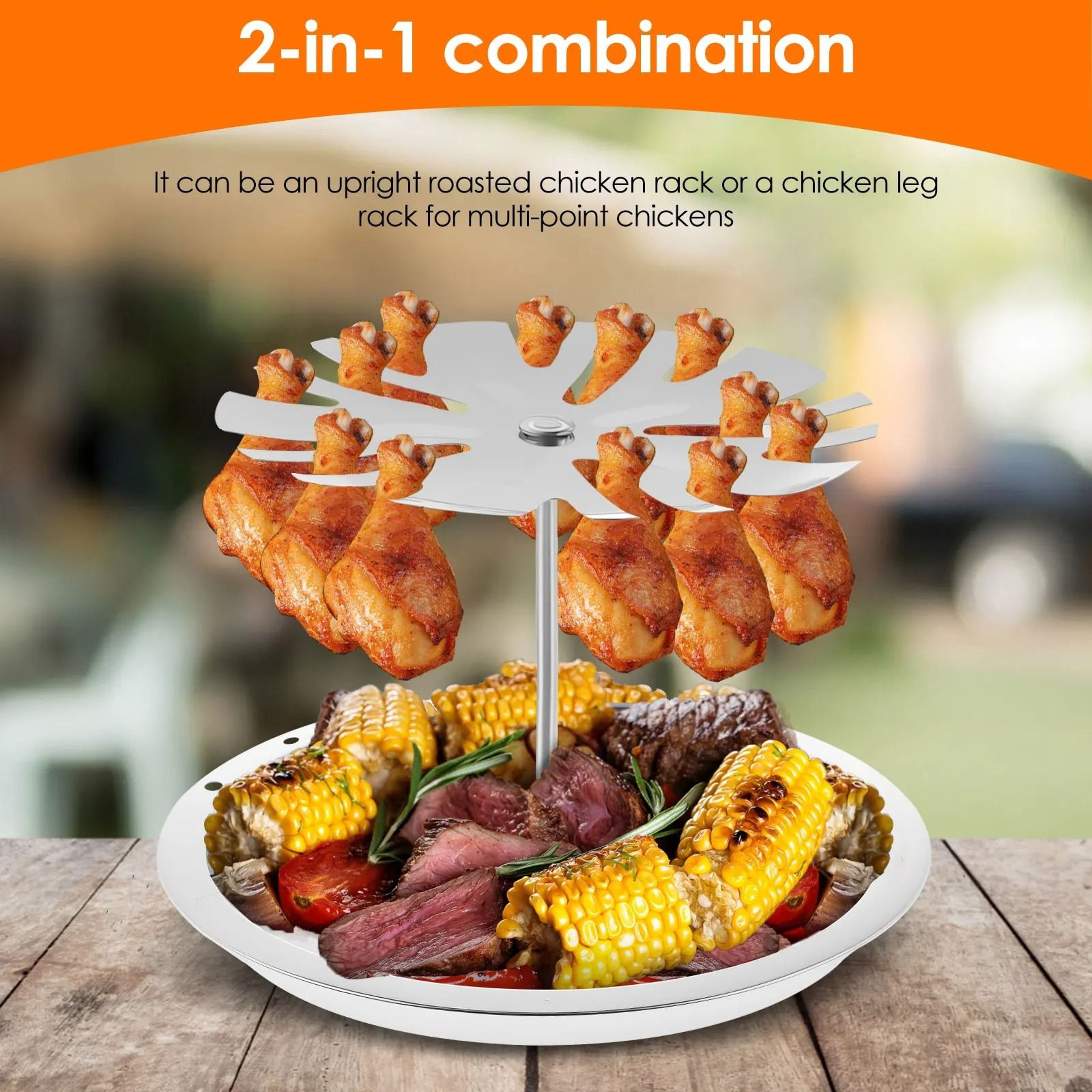 Al Pastor Vertical Barbecue Skewer Stand With Stainless Steel Tray 2