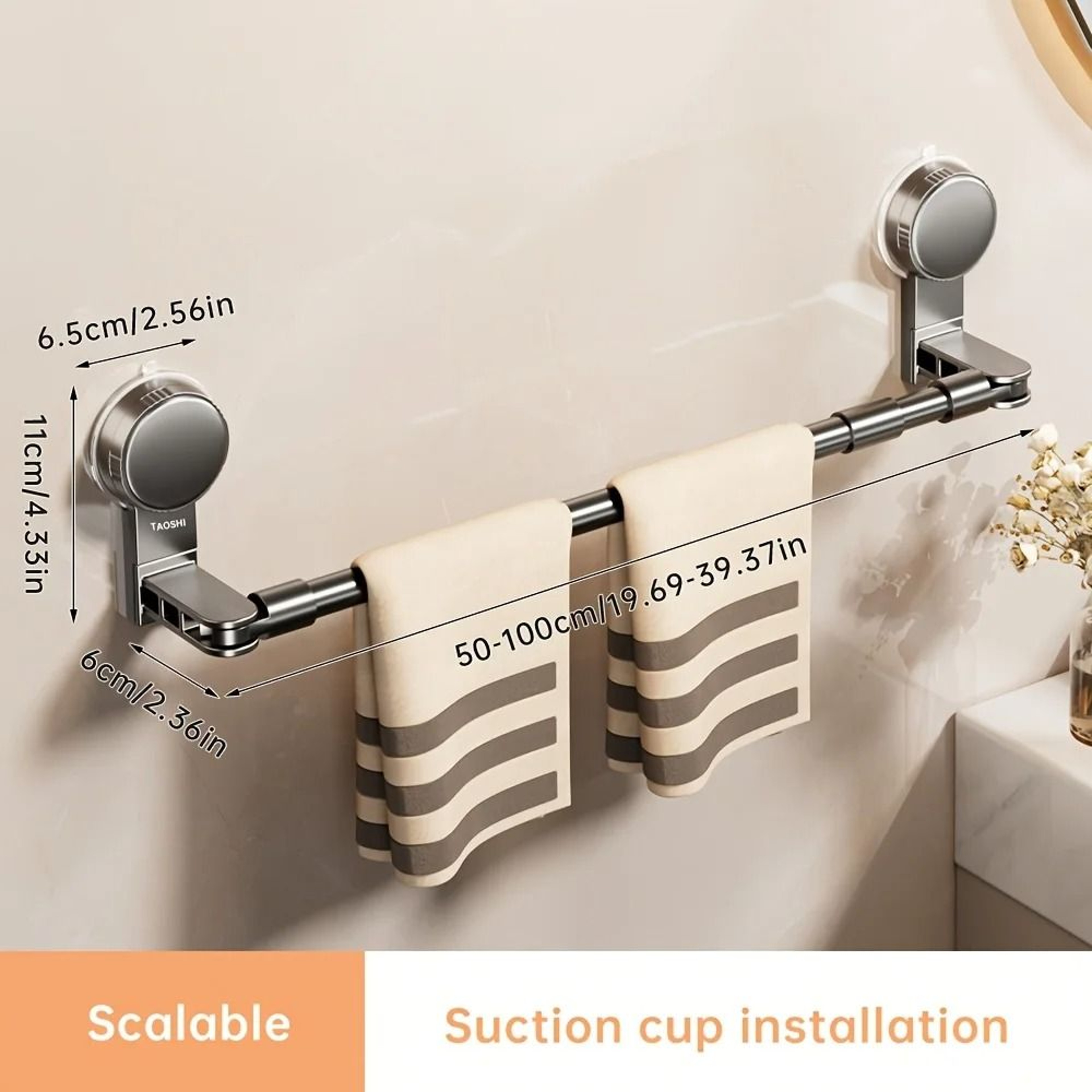 Retractable Aluminum Towel And Lid Storage Rack With Suction Mount 9