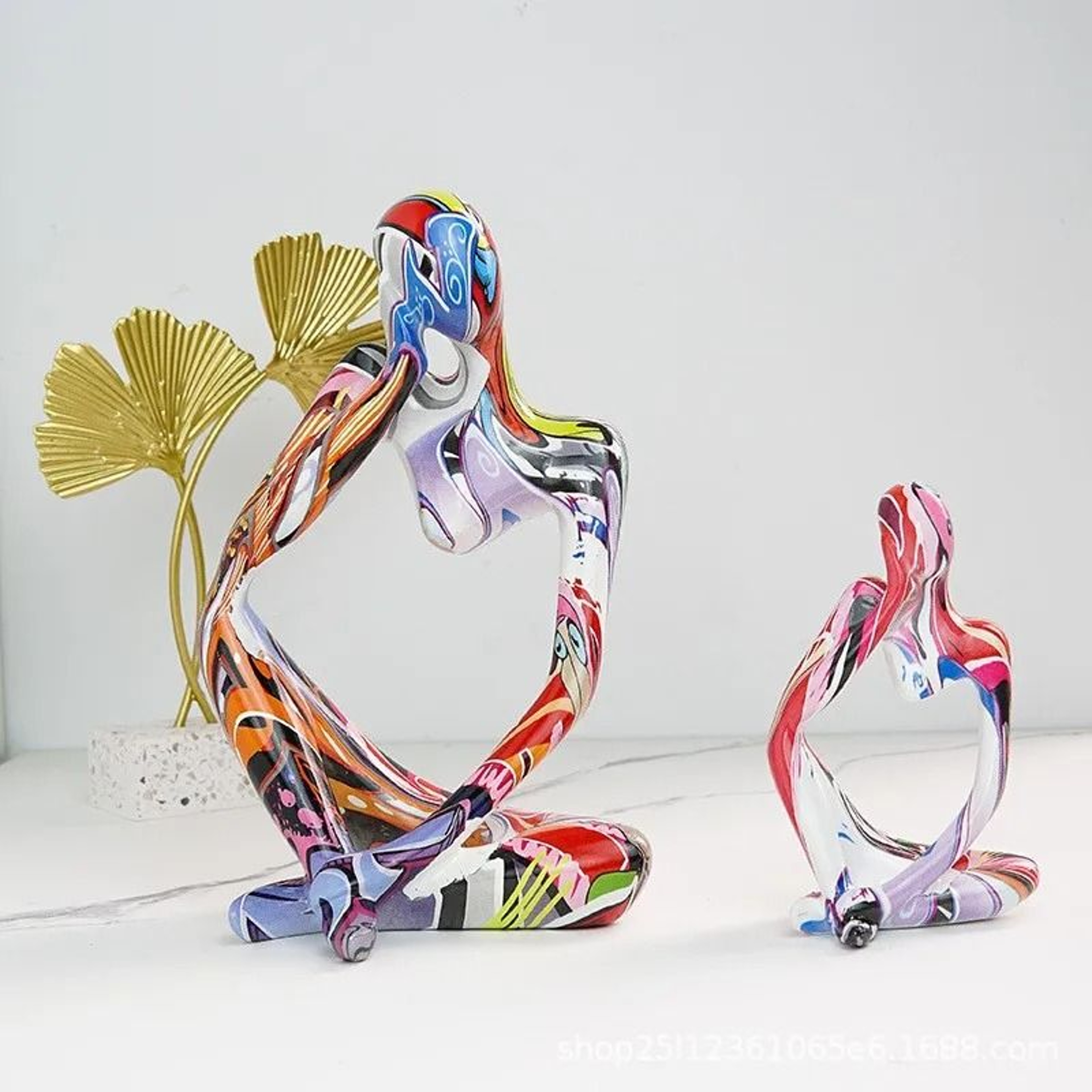 Colorful Graffiti Thinker Sculpture  Abstract Resin Art Statue For Home And Office 3